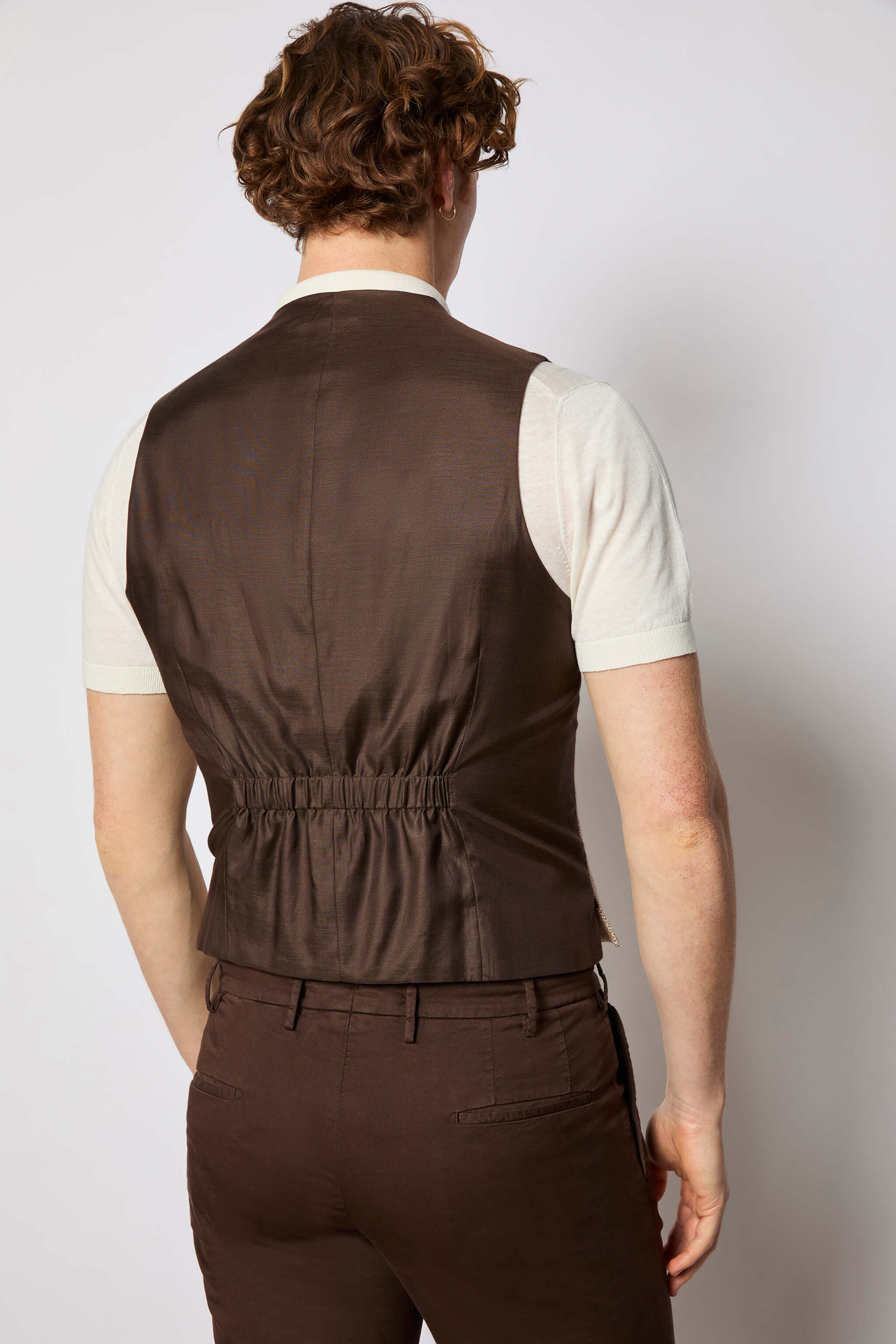 Gilet monopetto in jersey beige - Image 2