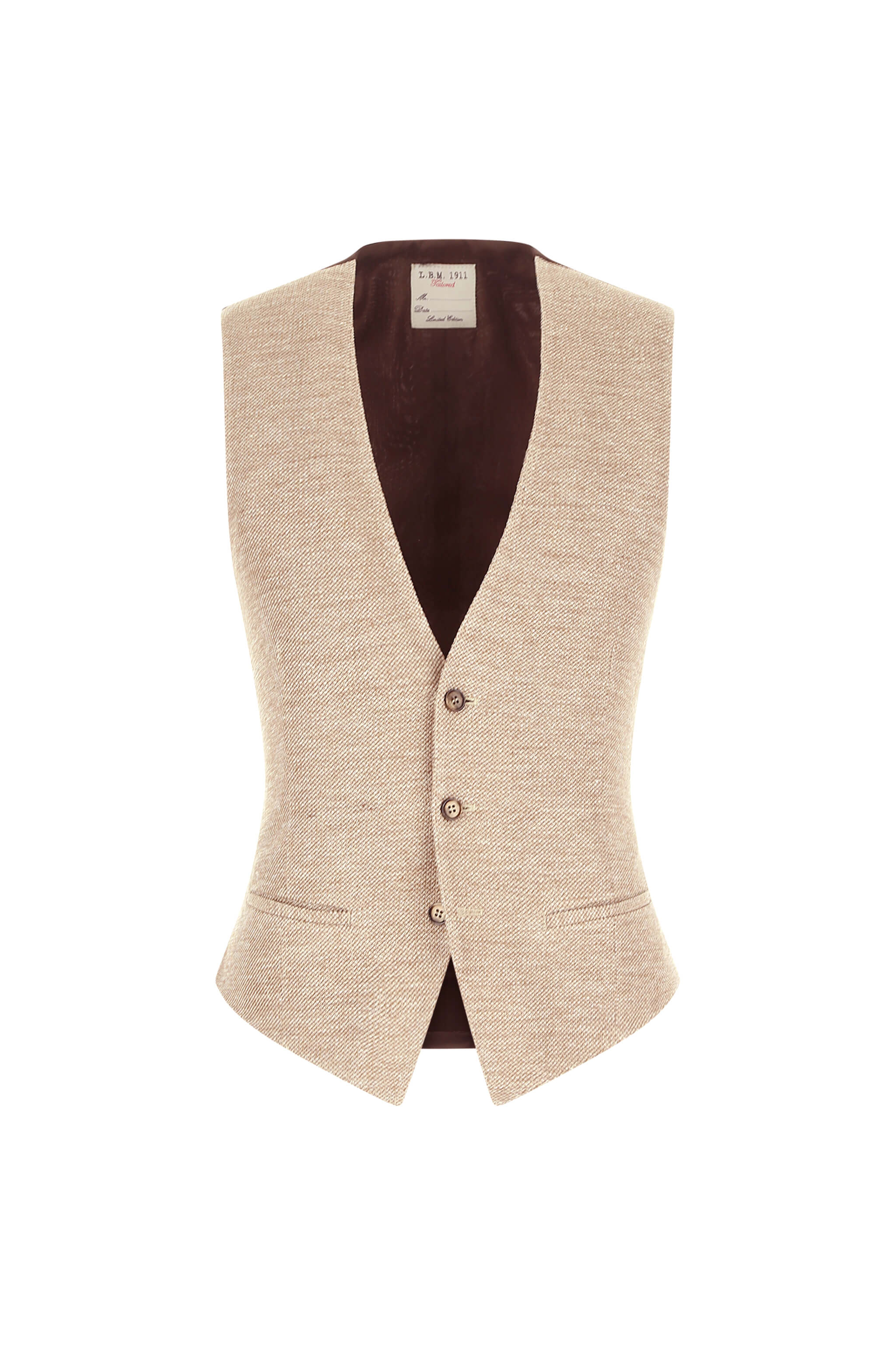 Gilet monopetto in jersey beige - Image 5