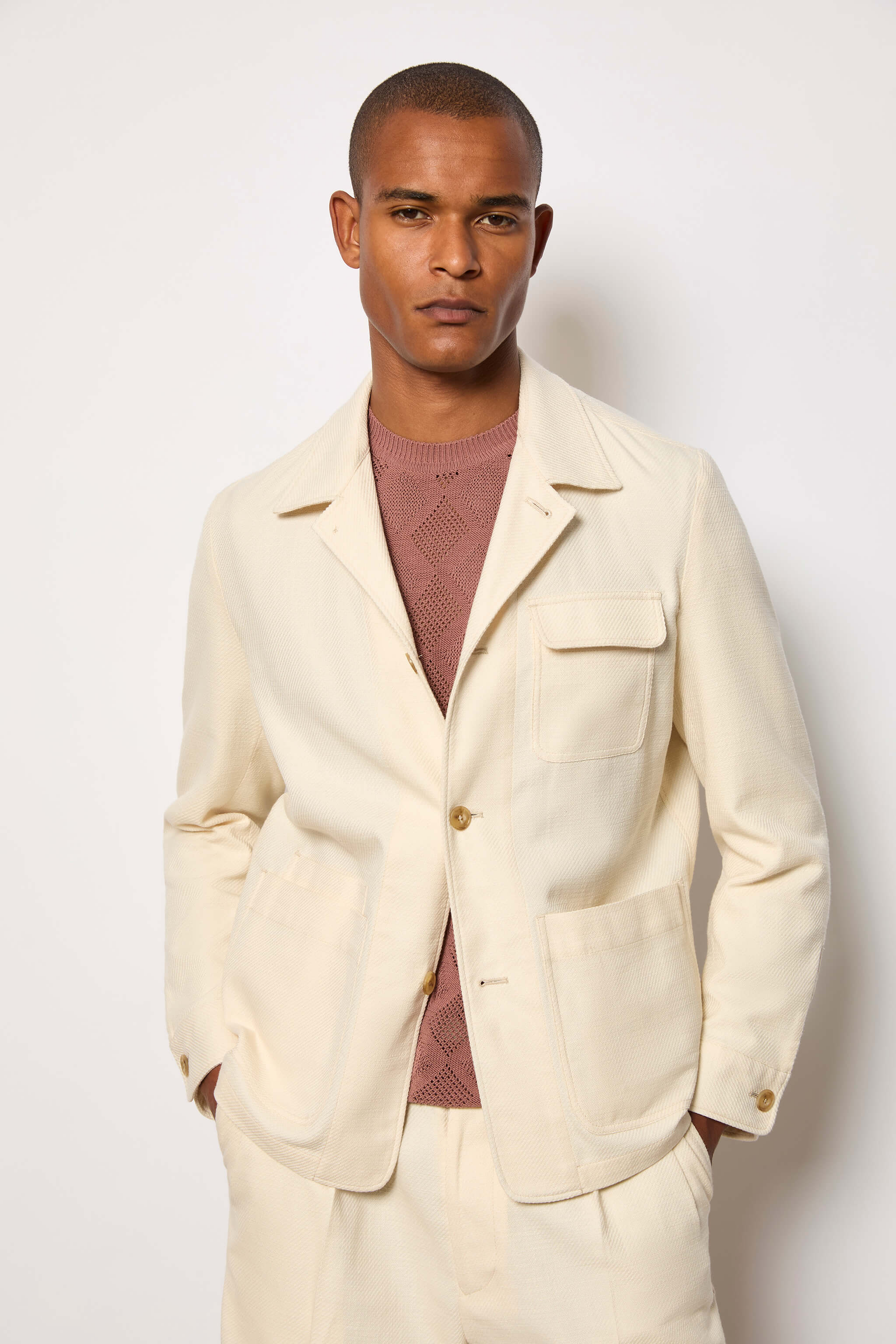 Overshirt in cotone non trattato avorio