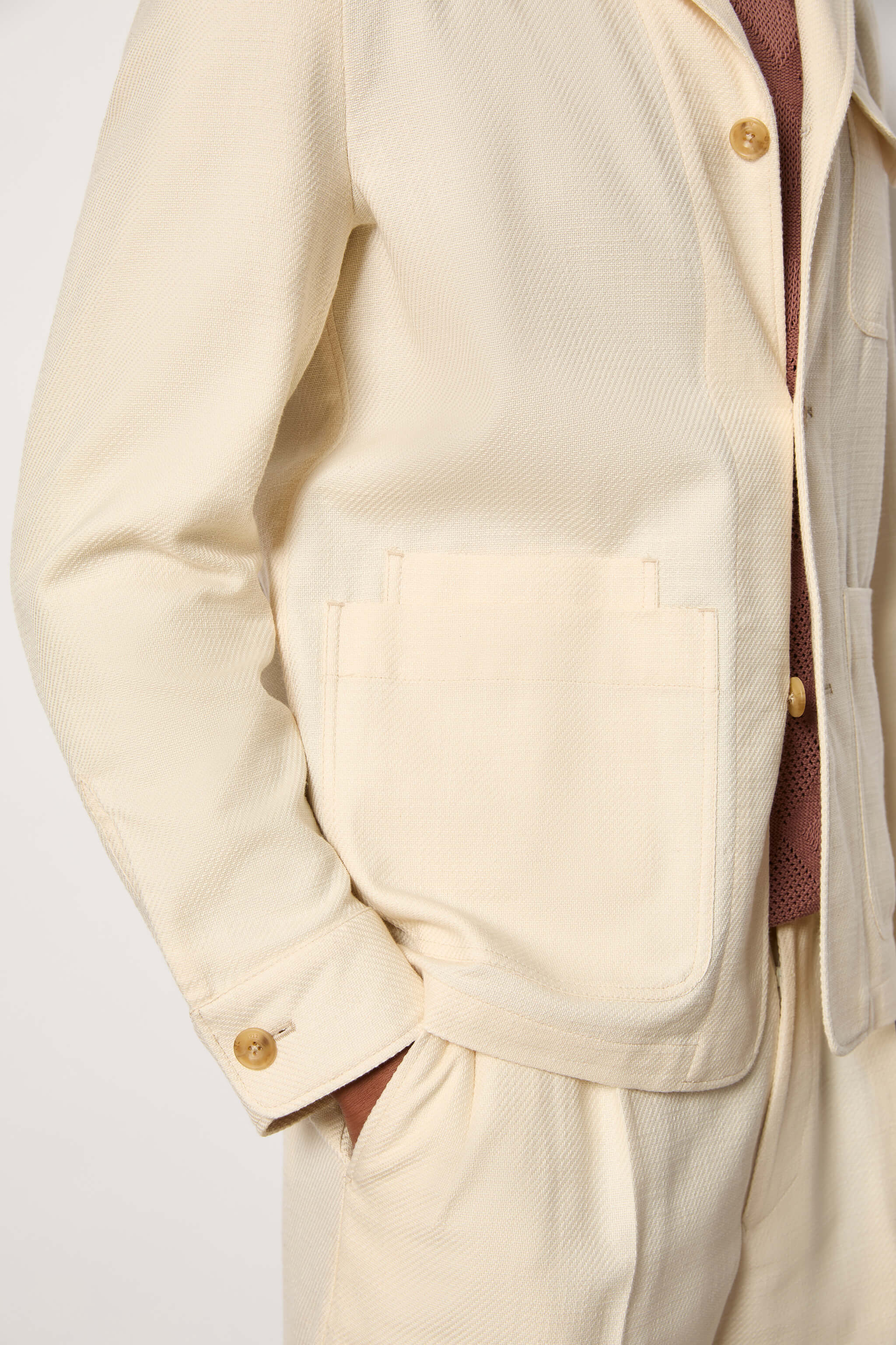 Overshirt in cotone non trattato avorio - Image 3