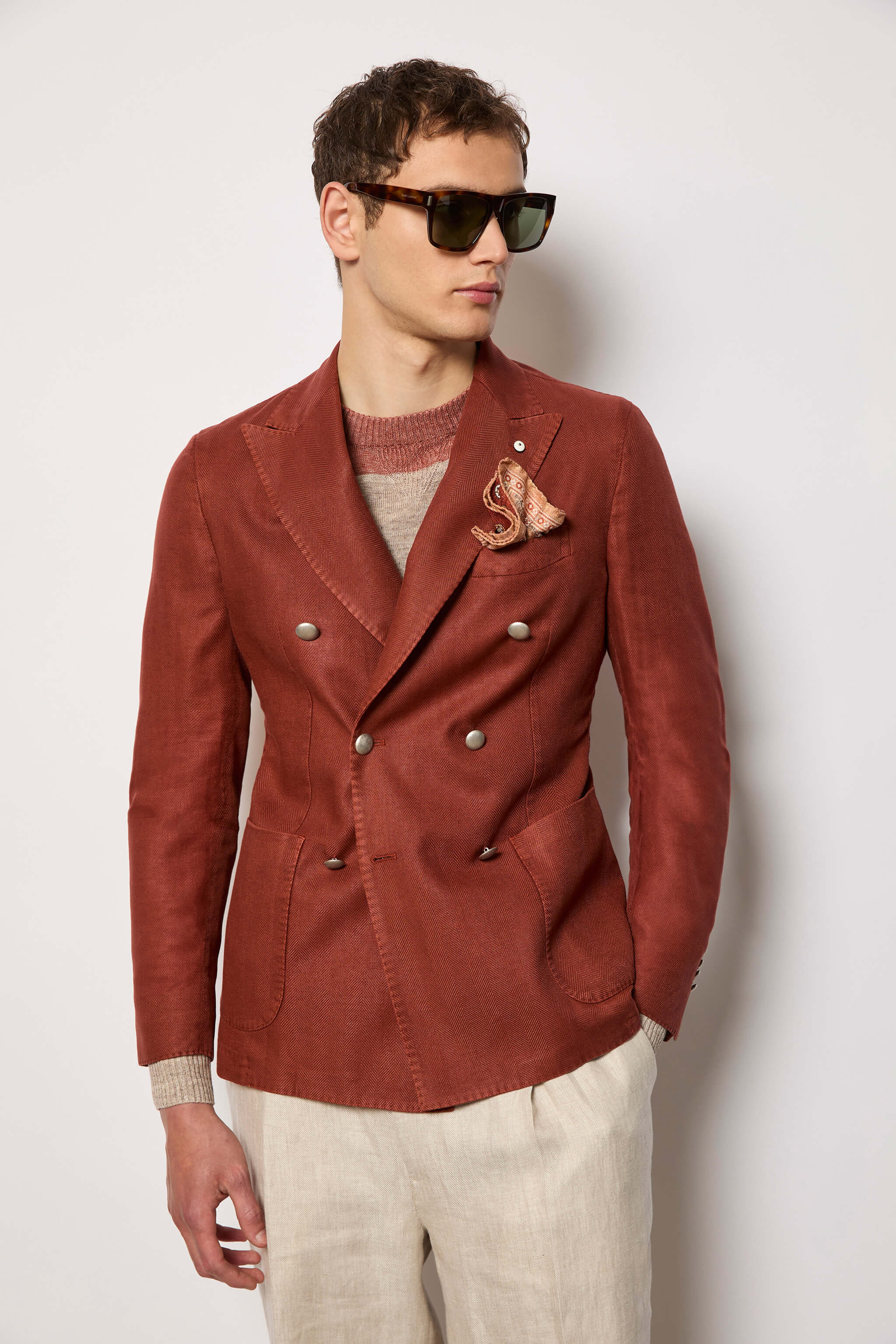 Giacca TOM doppiopetto washed mattone
