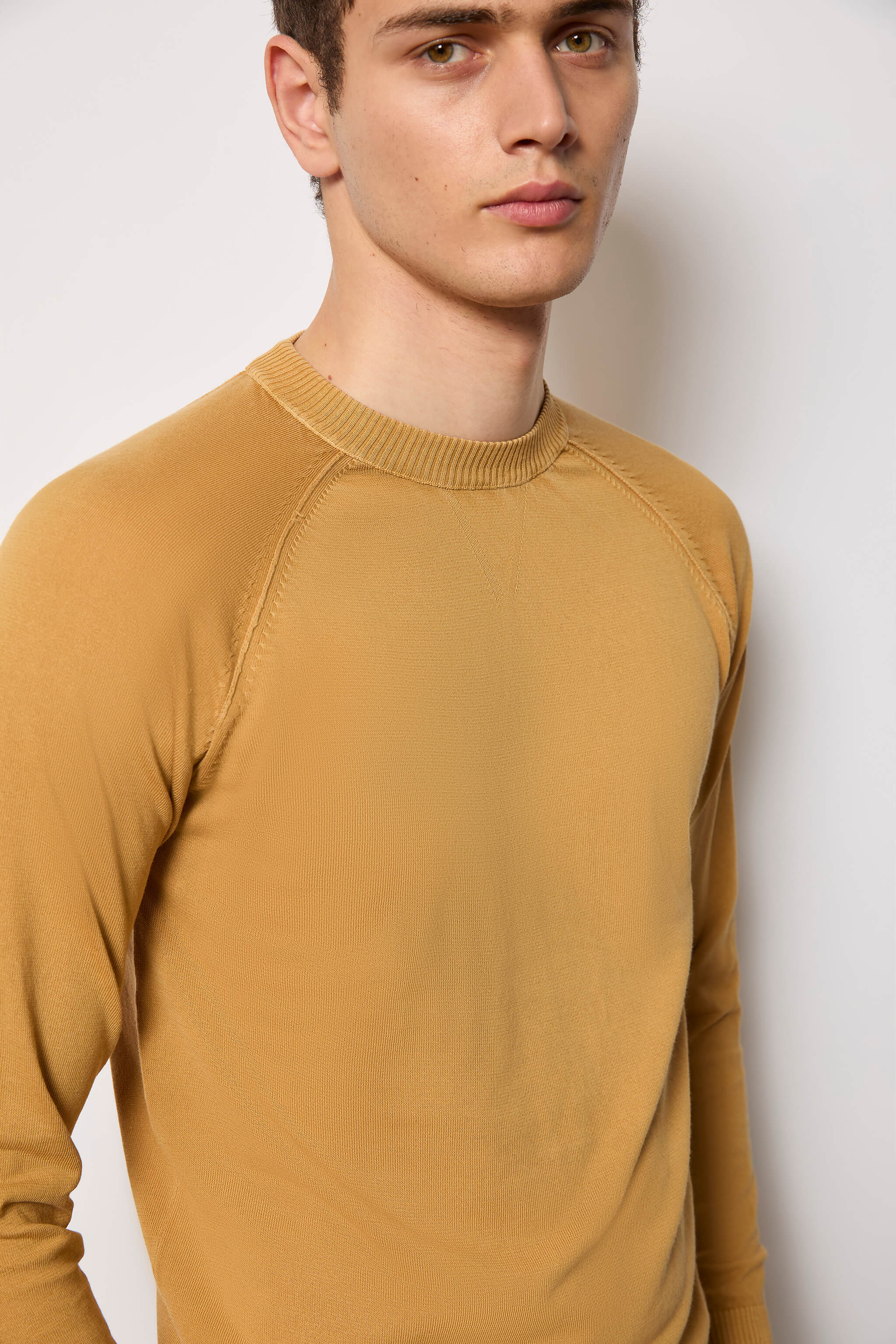 Maglia manica lunga in cotone giallo ocra - Image 3