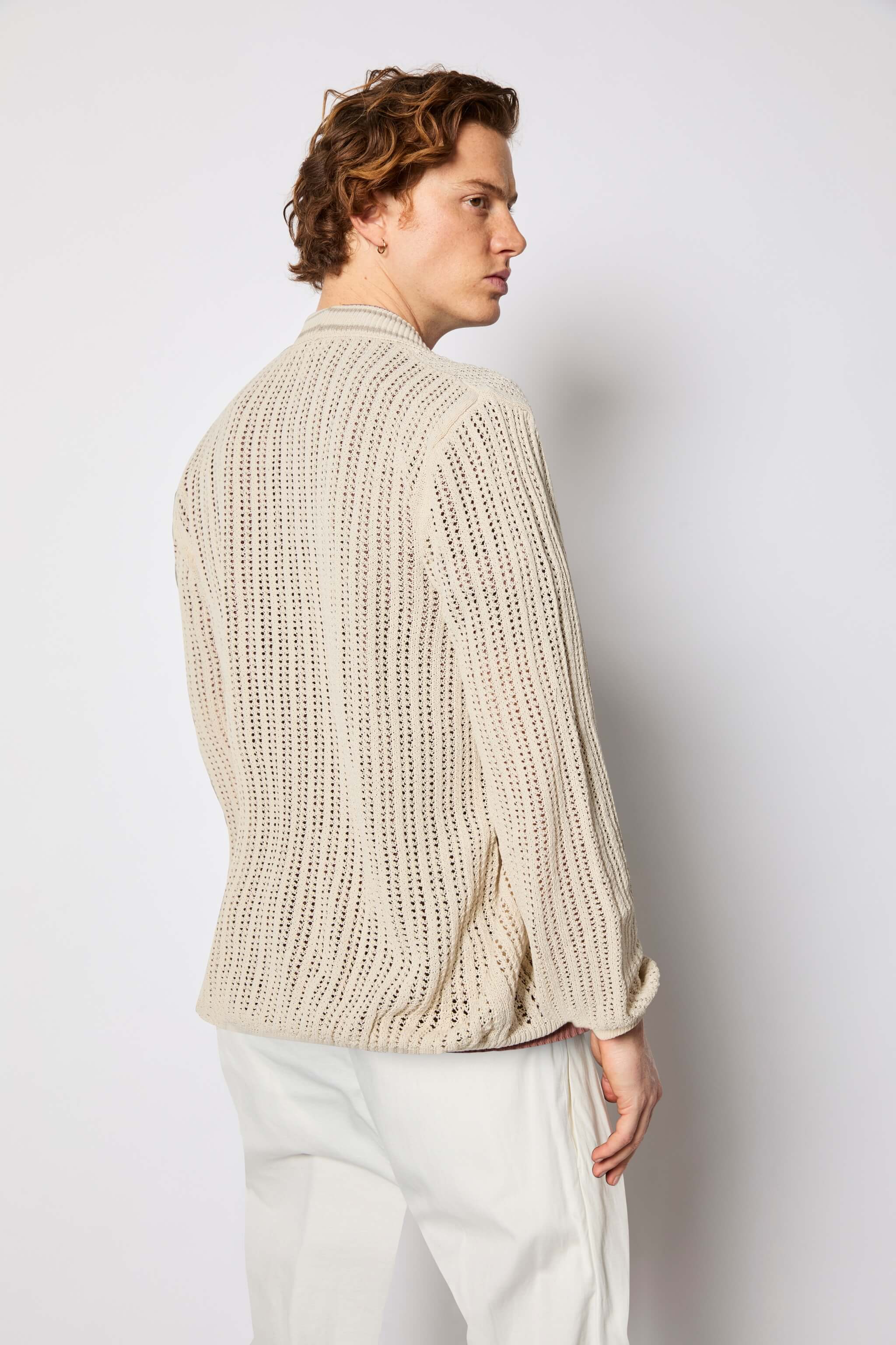 Cardigan traforato beige - Image 2