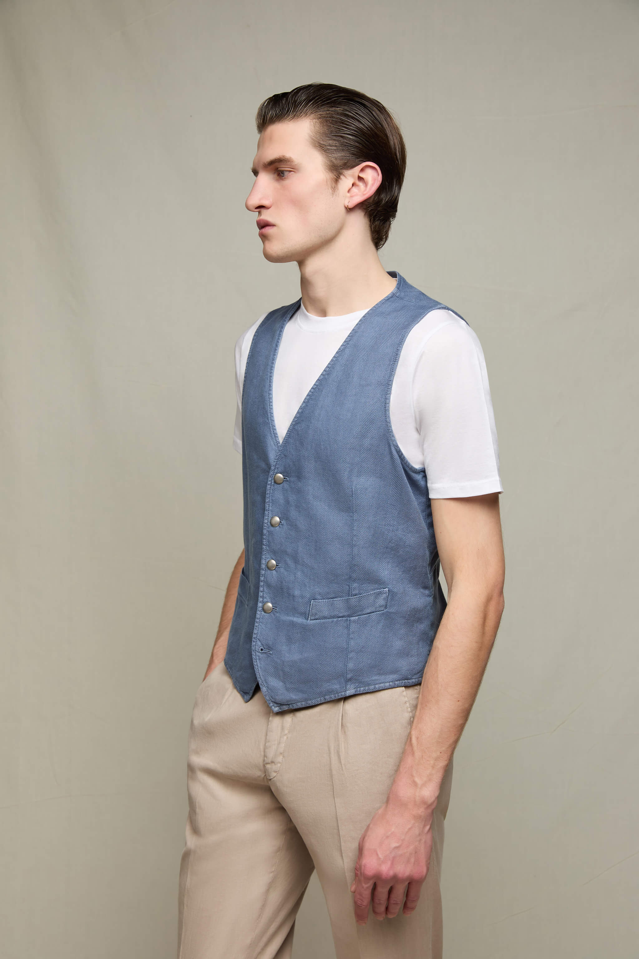 Gilet MIKE tinto capo denim polvere - Image 3