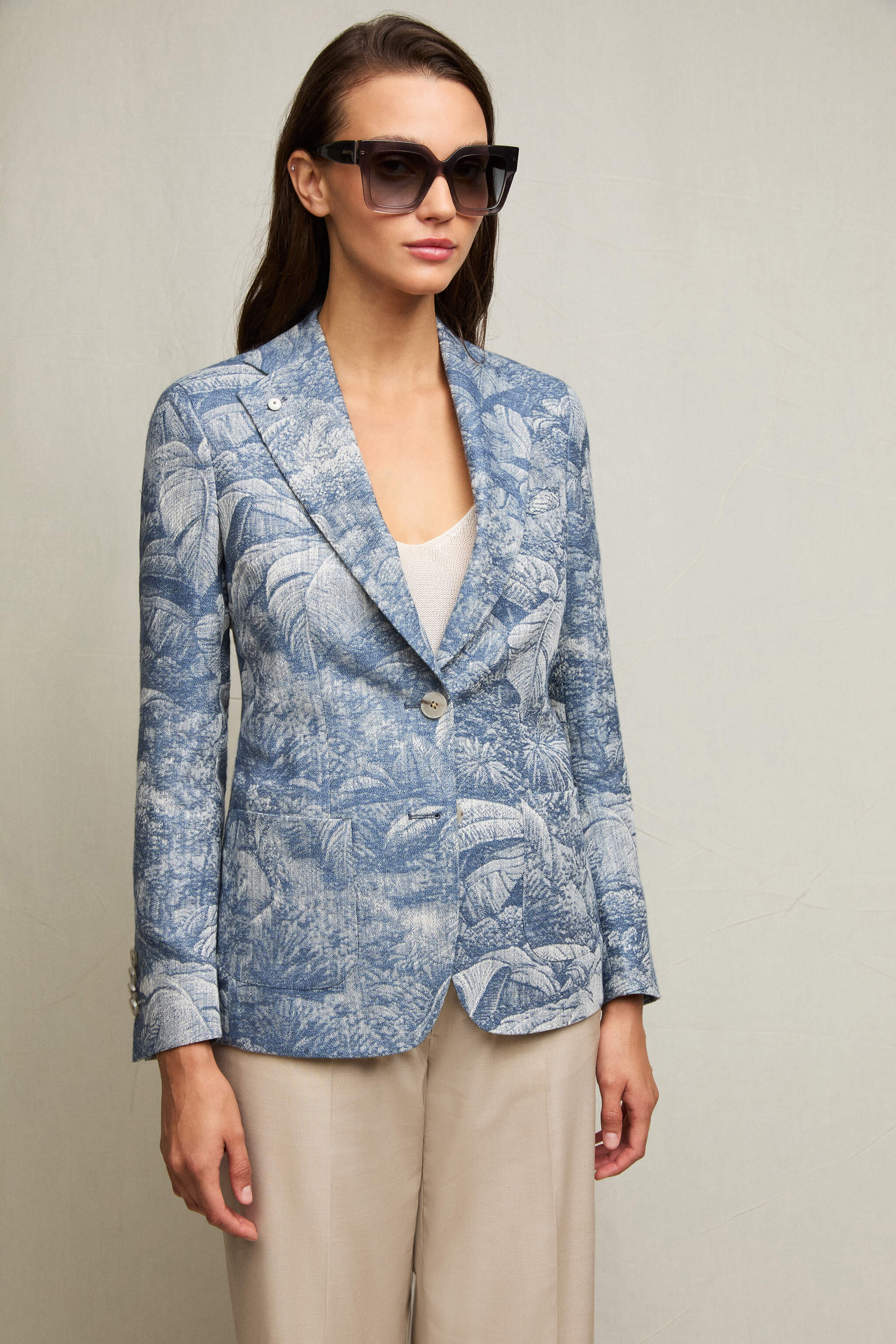 Giacca SILVIA fantasia jacquard azzurra