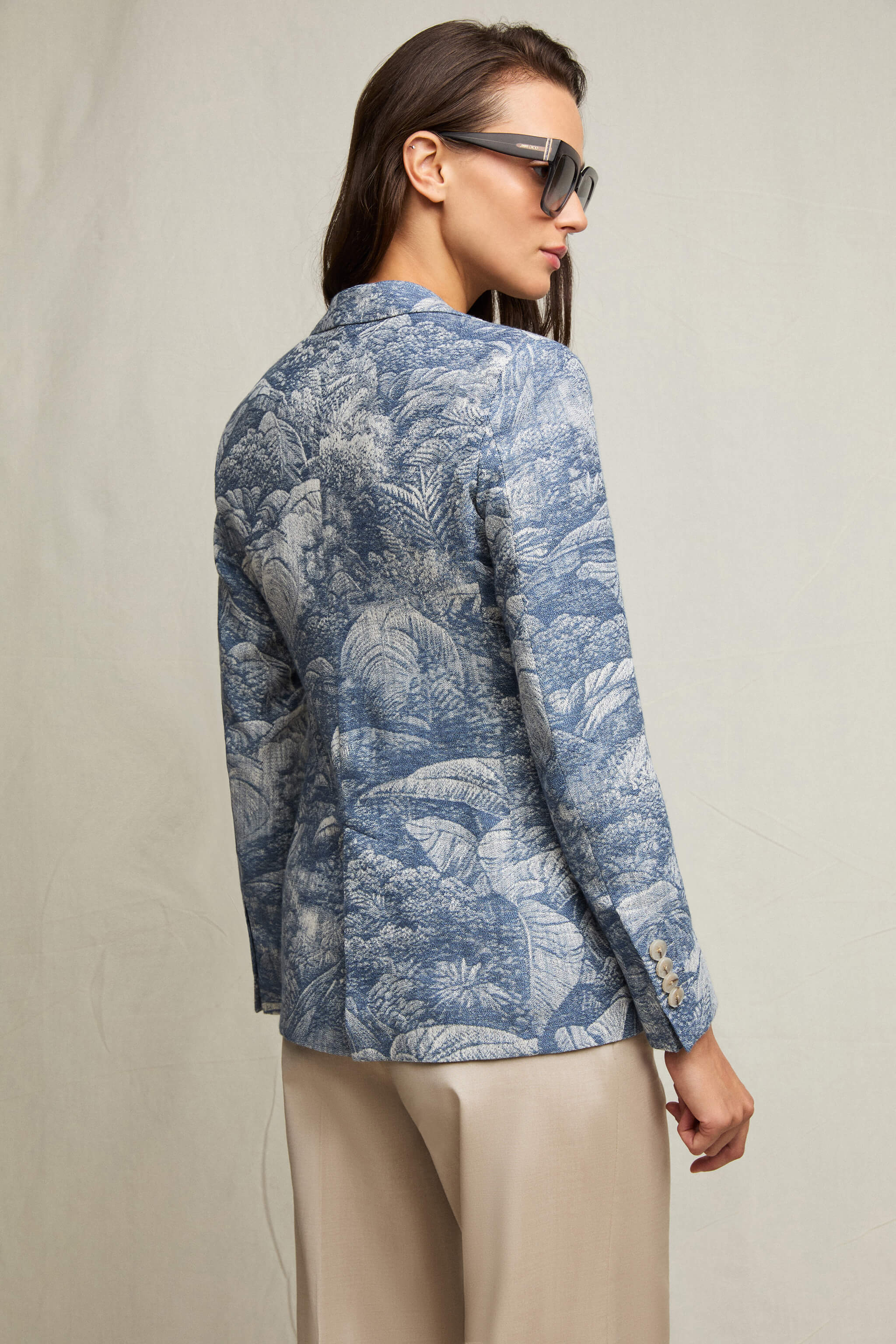 Giacca SILVIA fantasia jacquard azzurra - Image 2