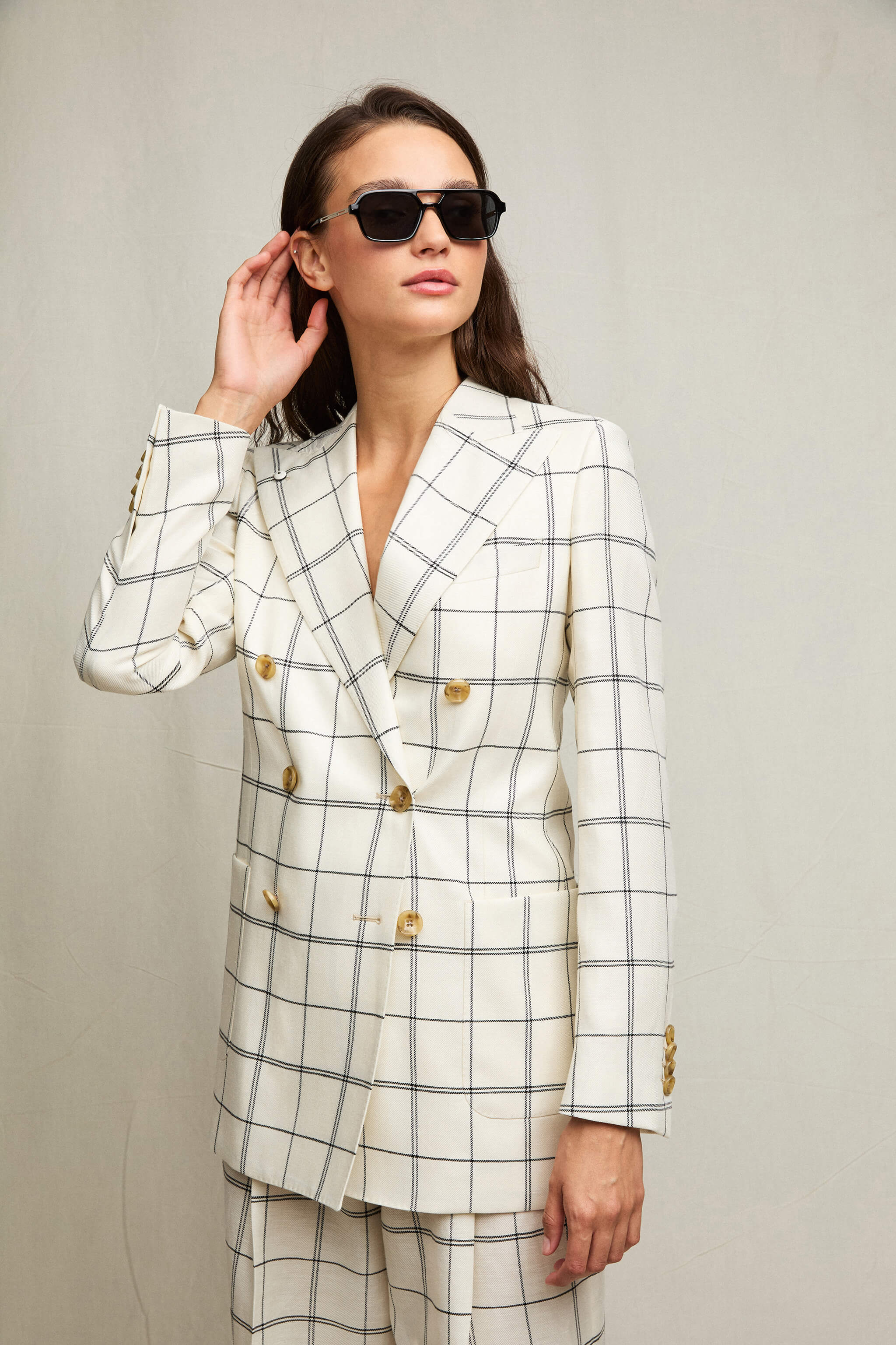Giacca Claudia check bianco e nero