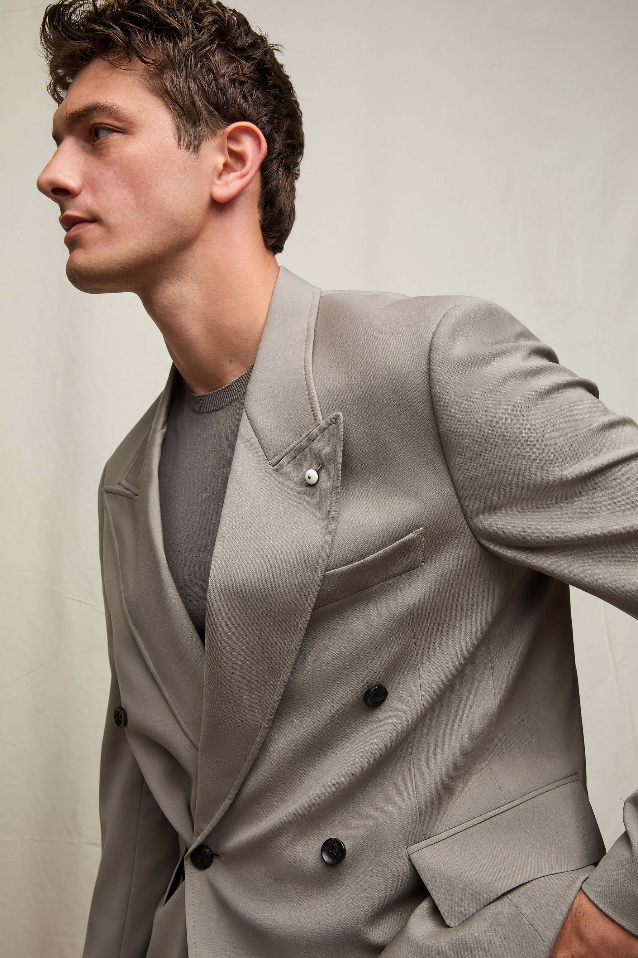 Giacca DAVID in lana tortora - Image 5