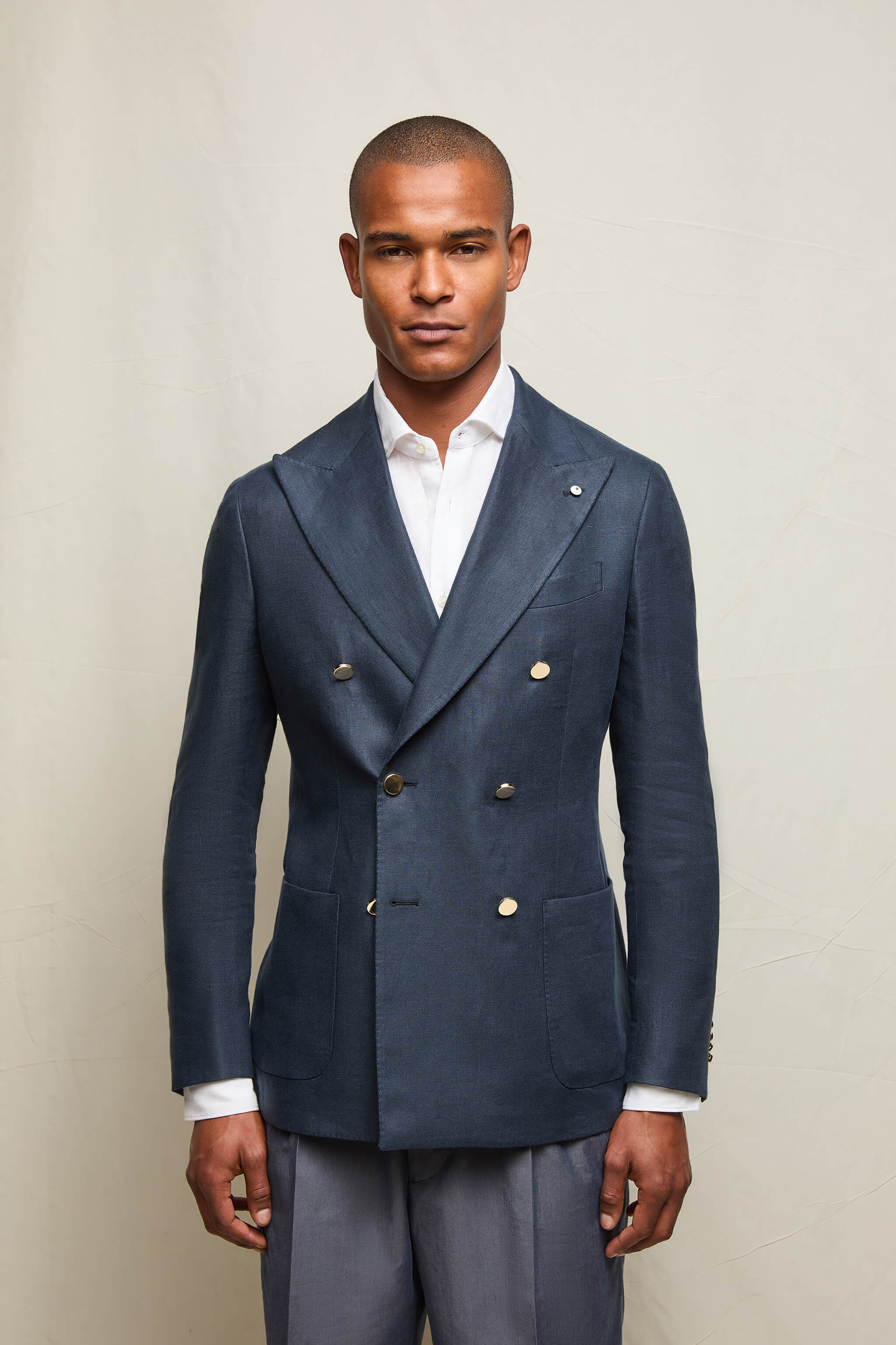 Giacca TOM in lino blu denim - Image 2