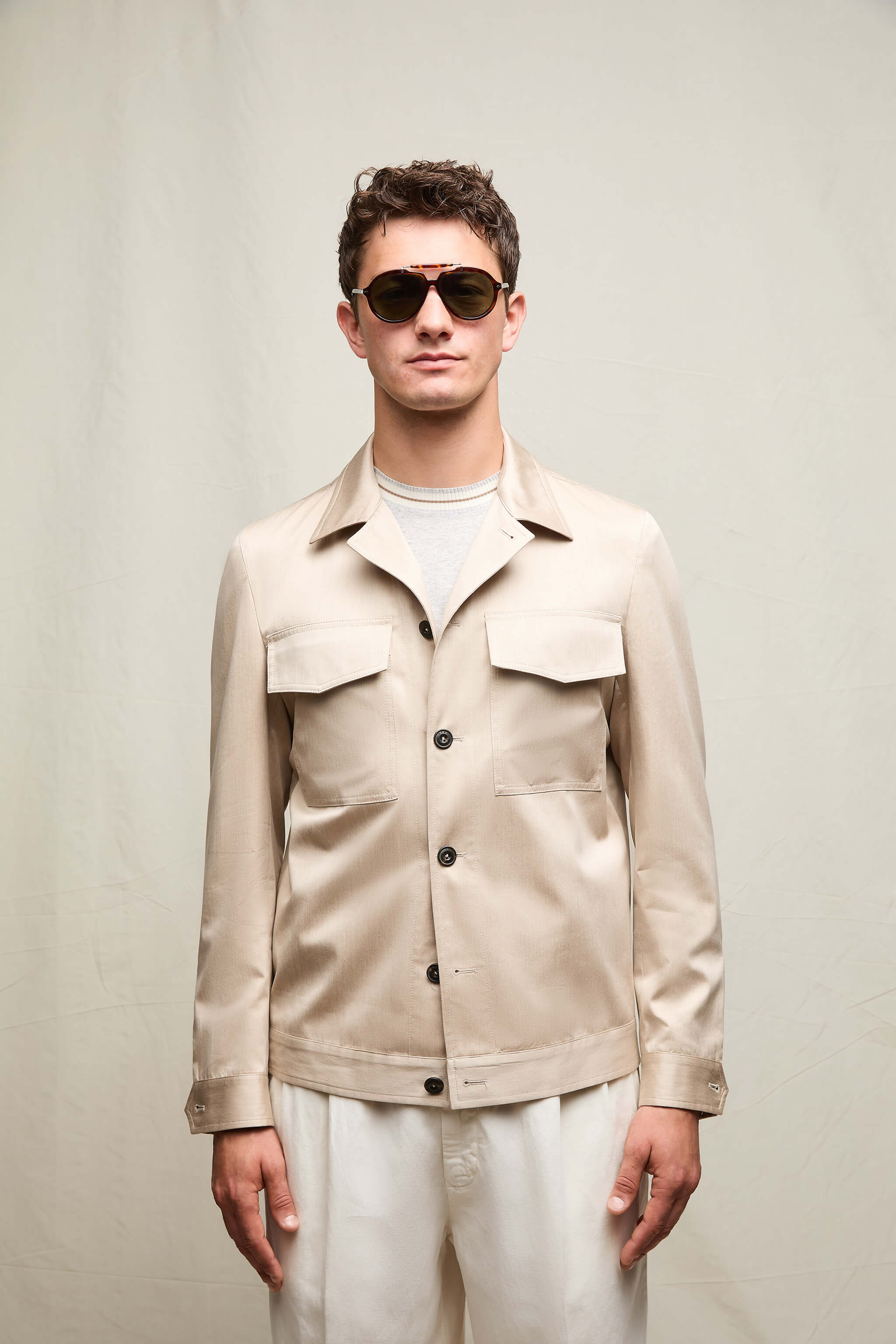 Overshirt in cotone sabbia