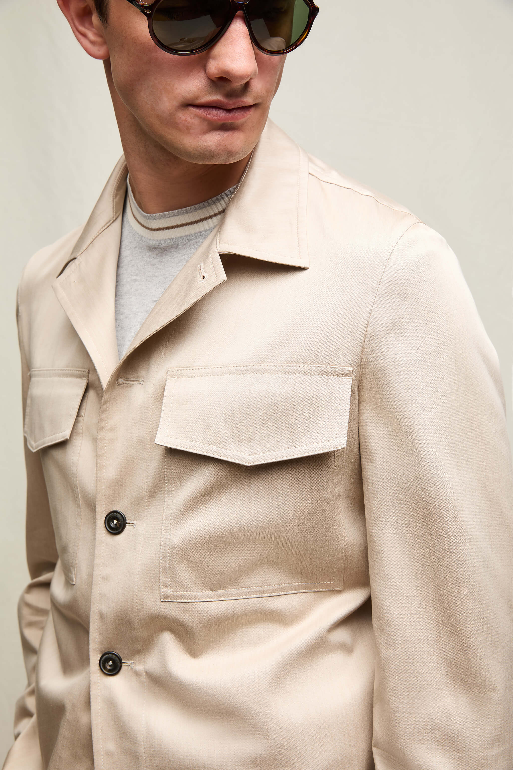 Overshirt in cotone sabbia - Image 4