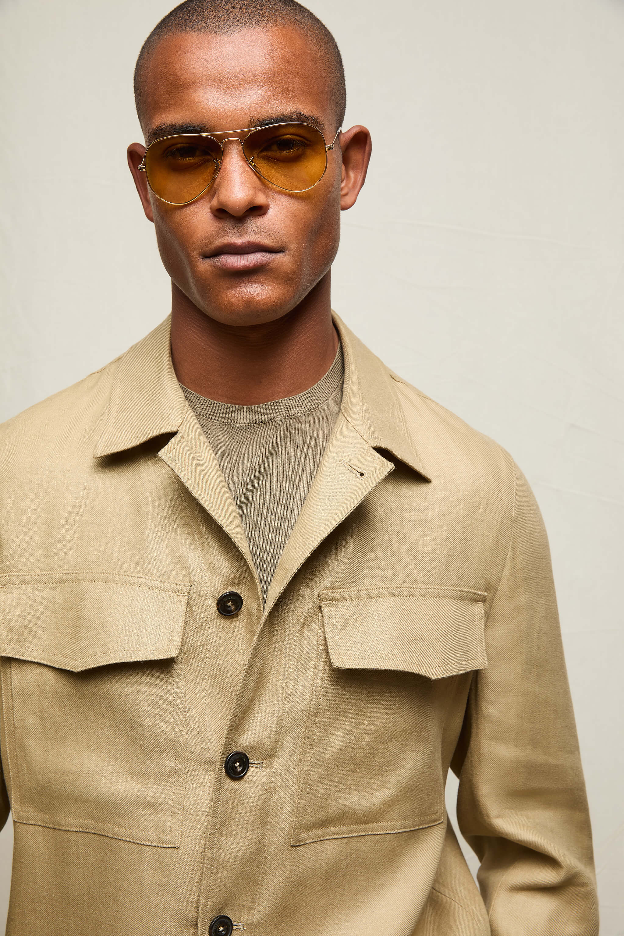Overshirt in 100% lino beige sabbia - Image 3