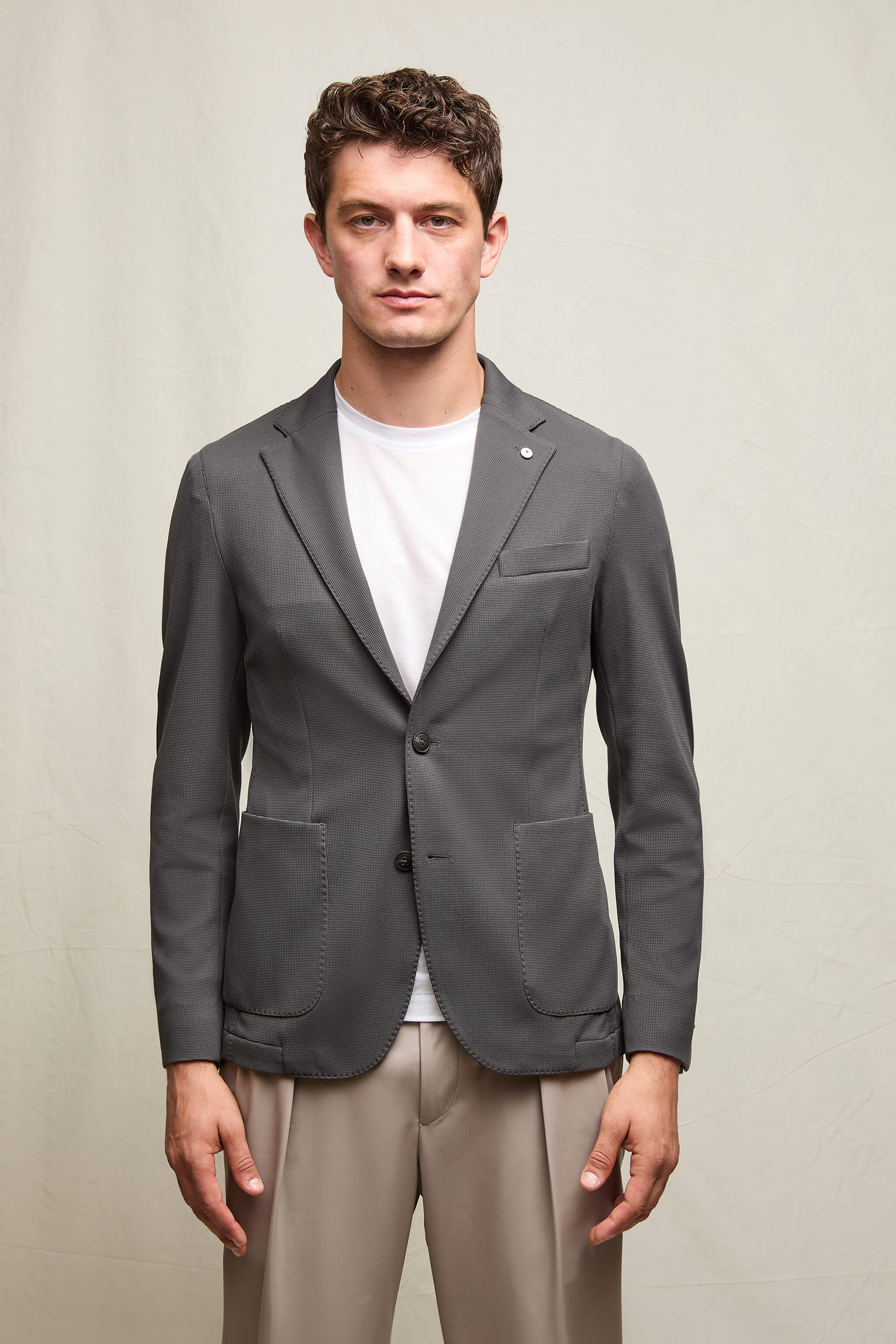 Travel jacket in jersey grigio fumo