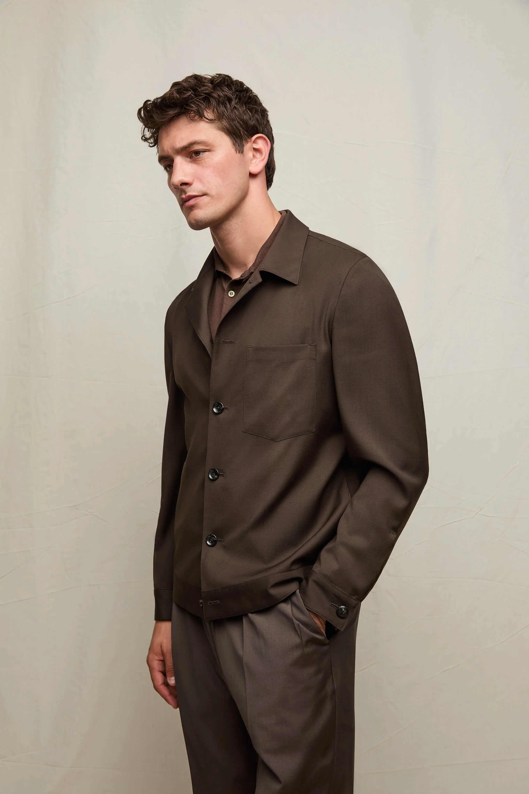 Overshirt in lana moka intenso - Image 2