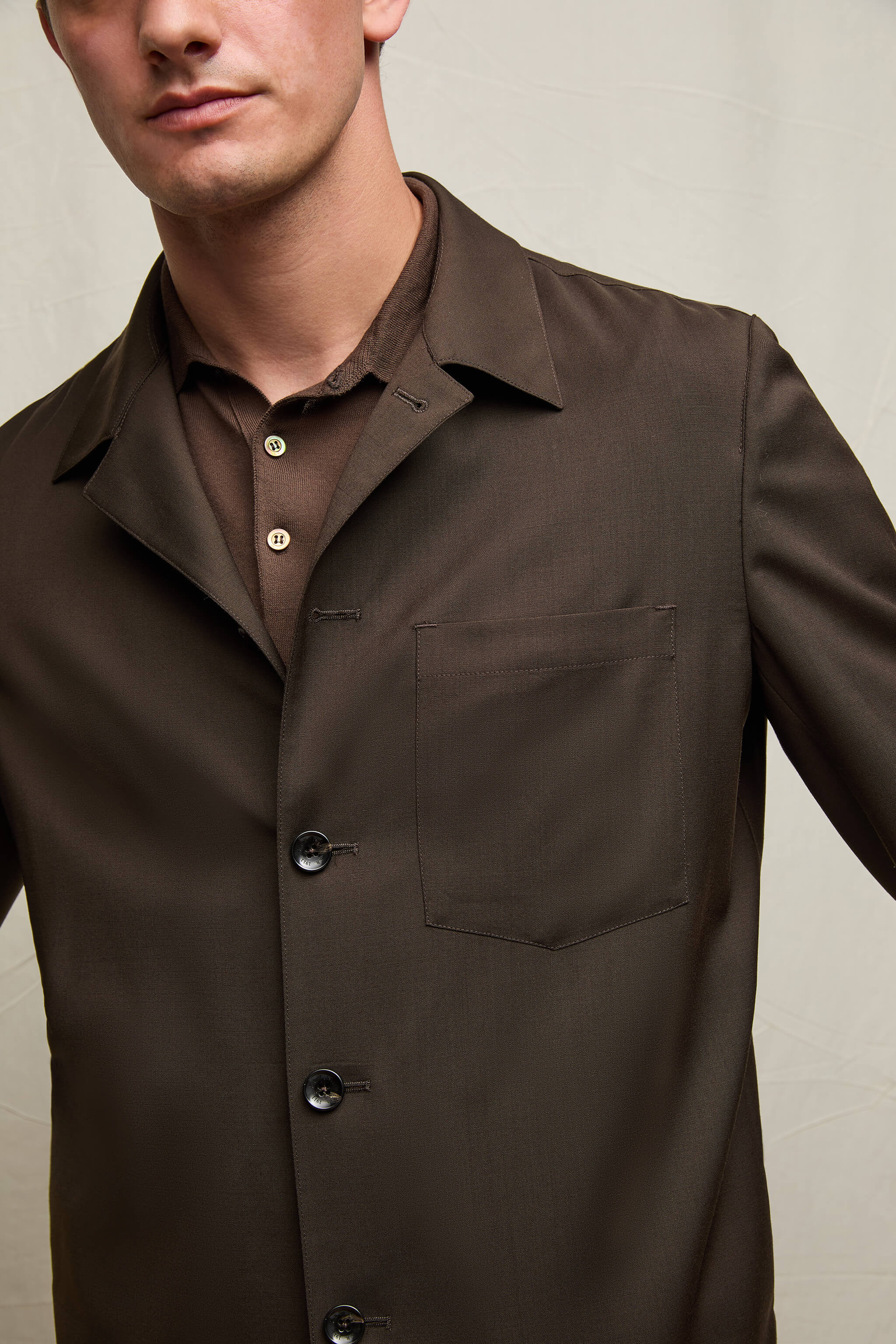 Overshirt in lana moka intenso - Image 4