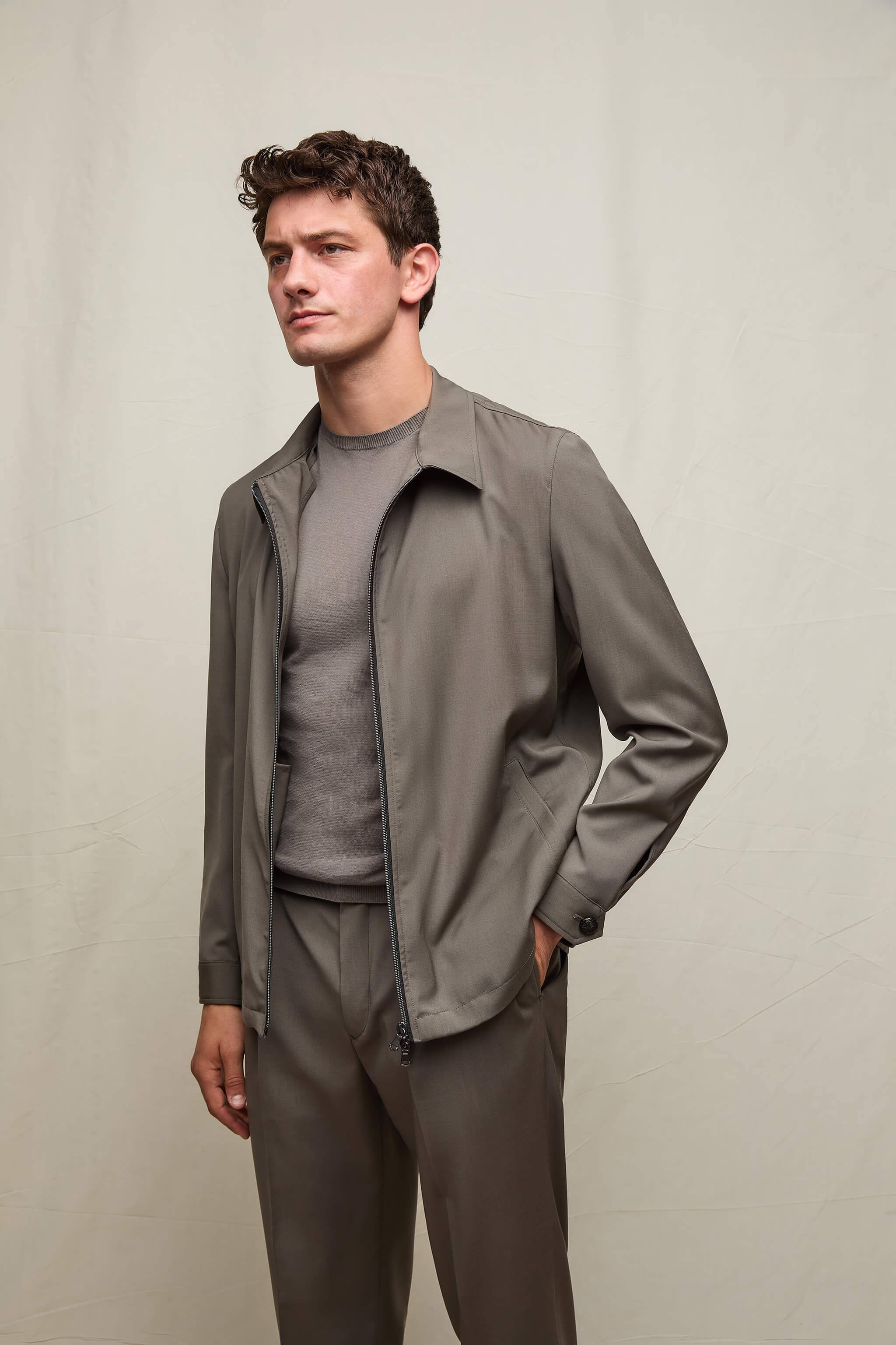 Overshirt in lana fango - Image 2