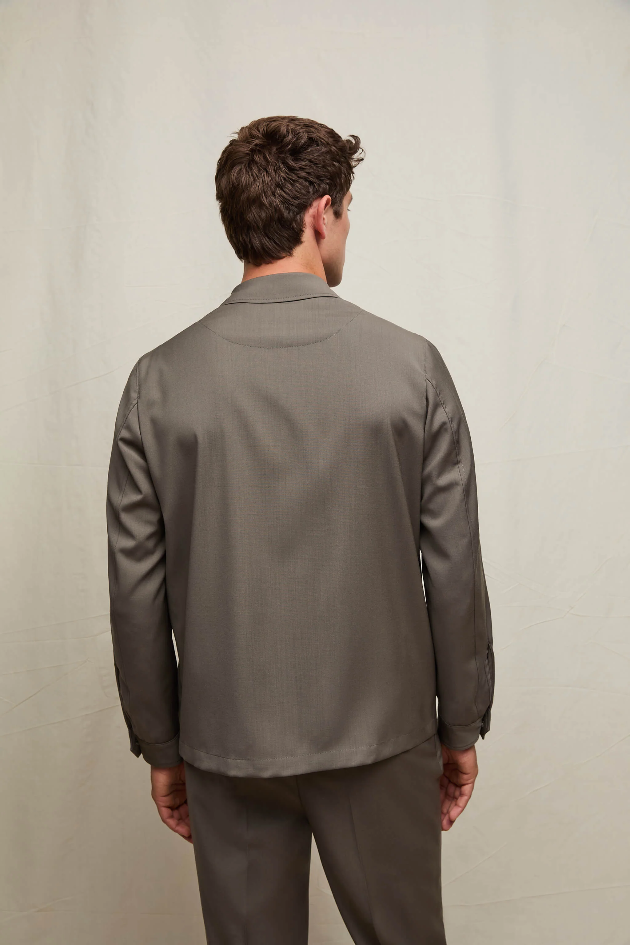 Overshirt in lana fango - Image 3