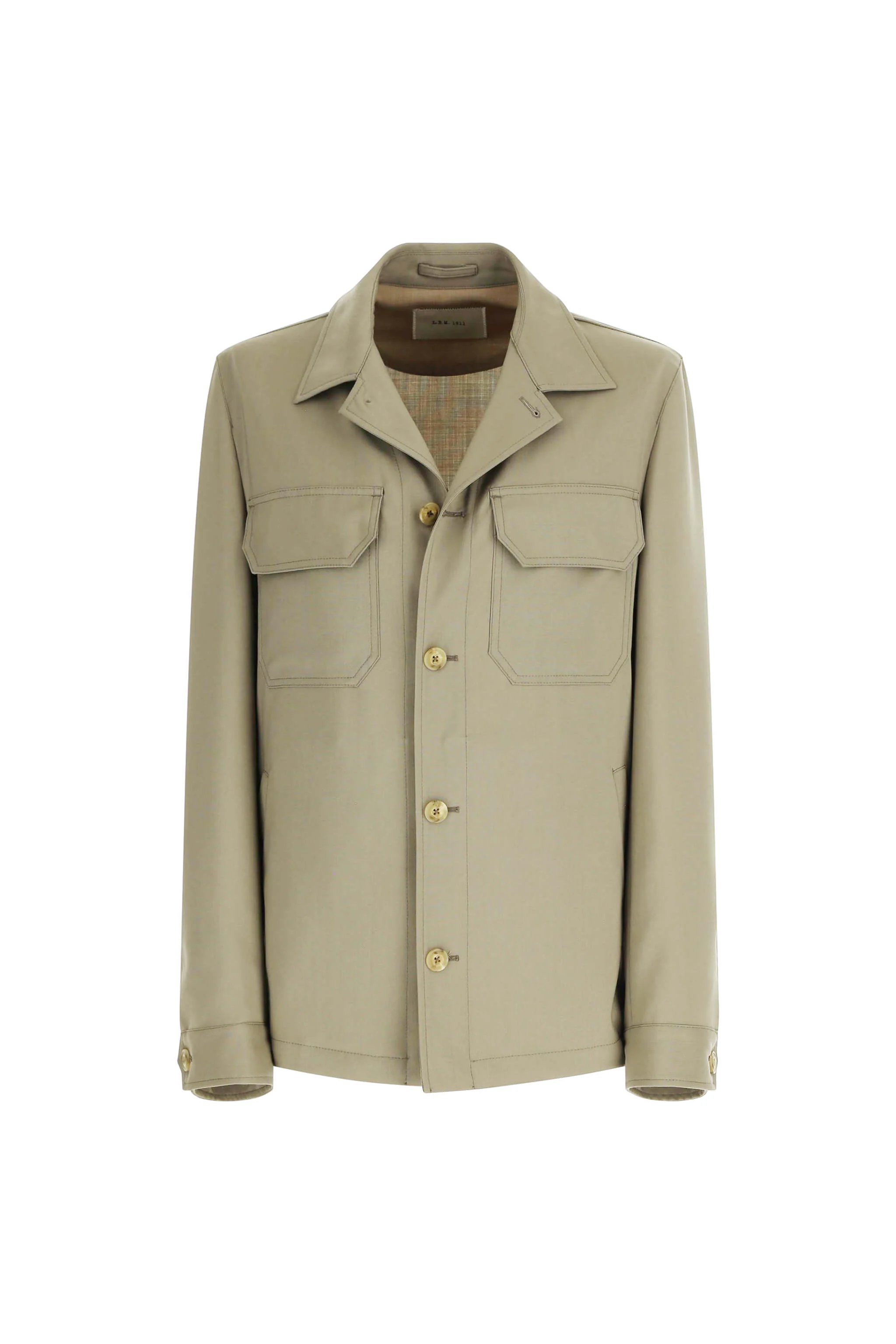 Overshirt in lana vergine leggera verde salvia - Image 6