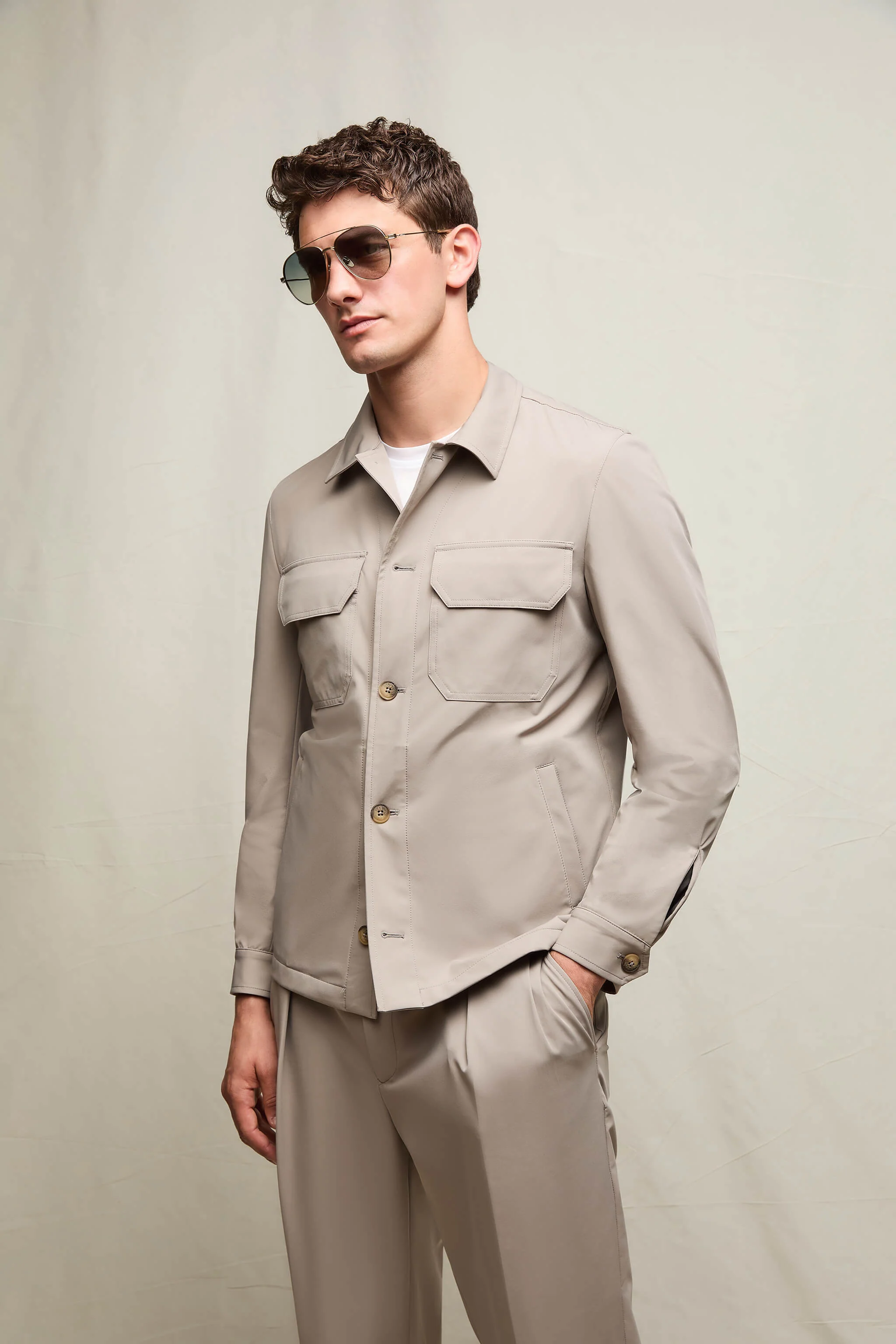 Overshirt in jersey tecnico sabbia minerale - Image 2