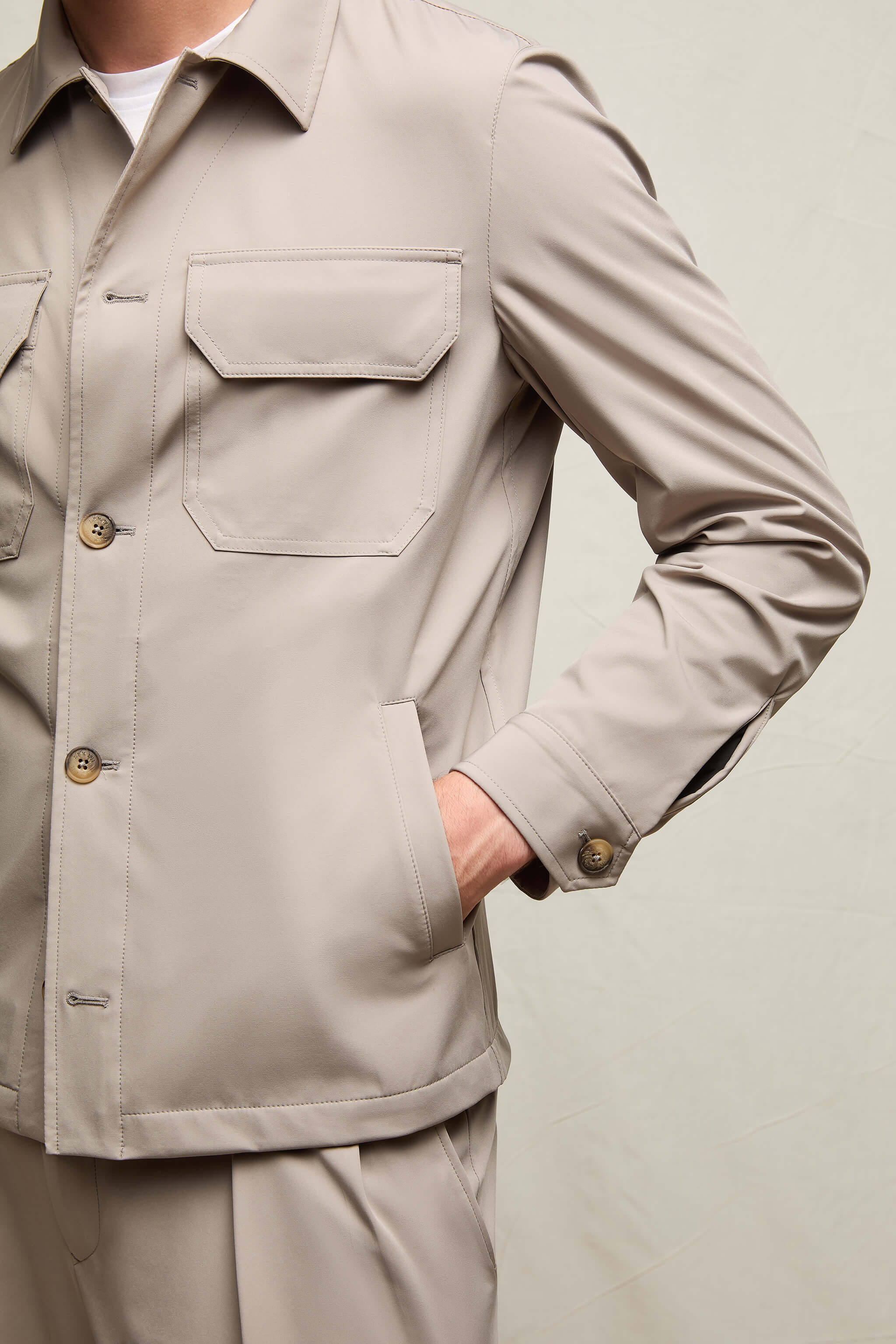Overshirt in jersey tecnico sabbia minerale - Image 6