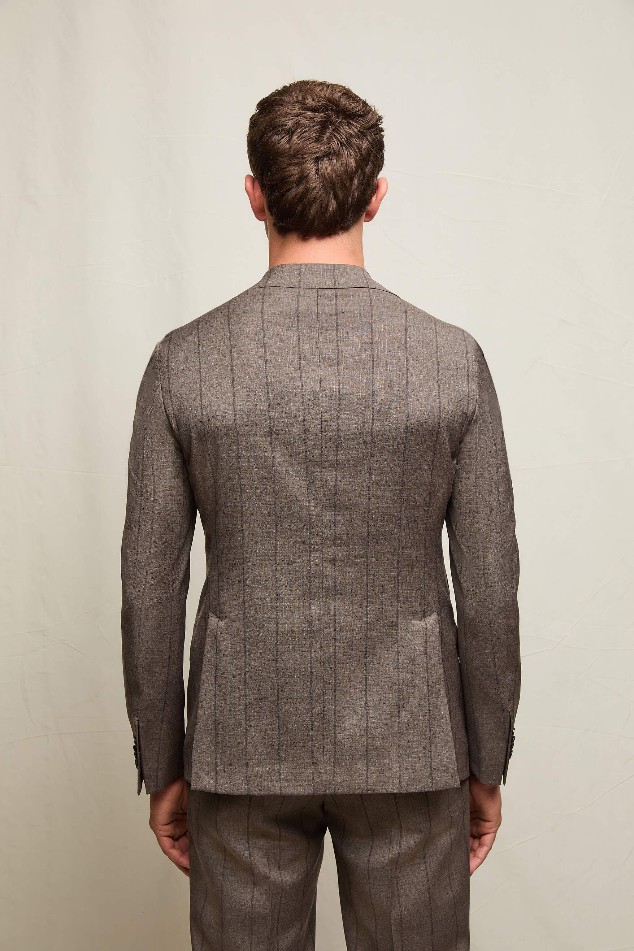 Abito PAUL gessato in lana marrone - Image 4