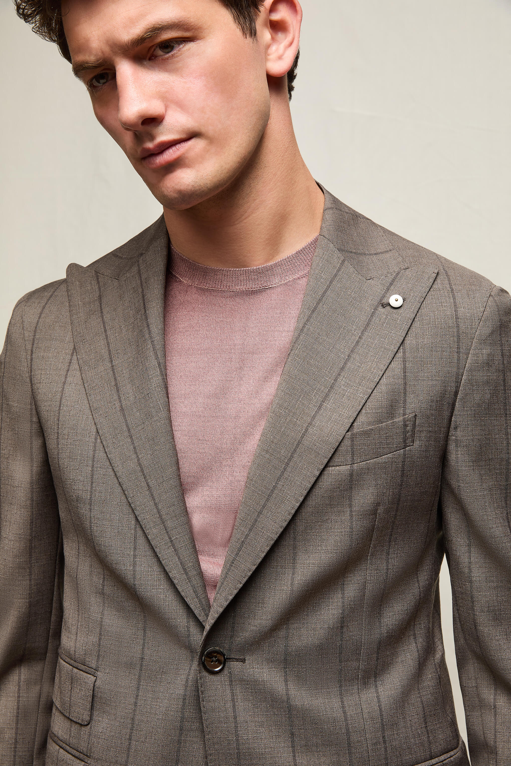 Abito PAUL gessato in lana marrone - Image 5