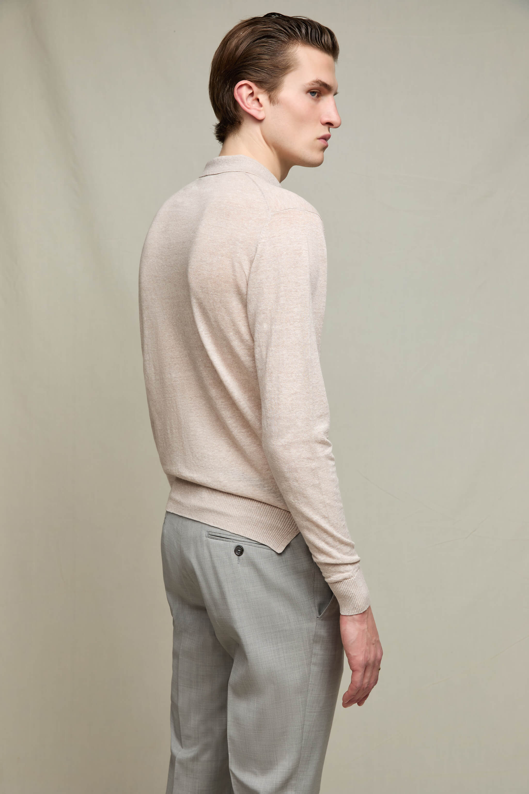 Maglia camicia lino e cotone sabbia - Image 4