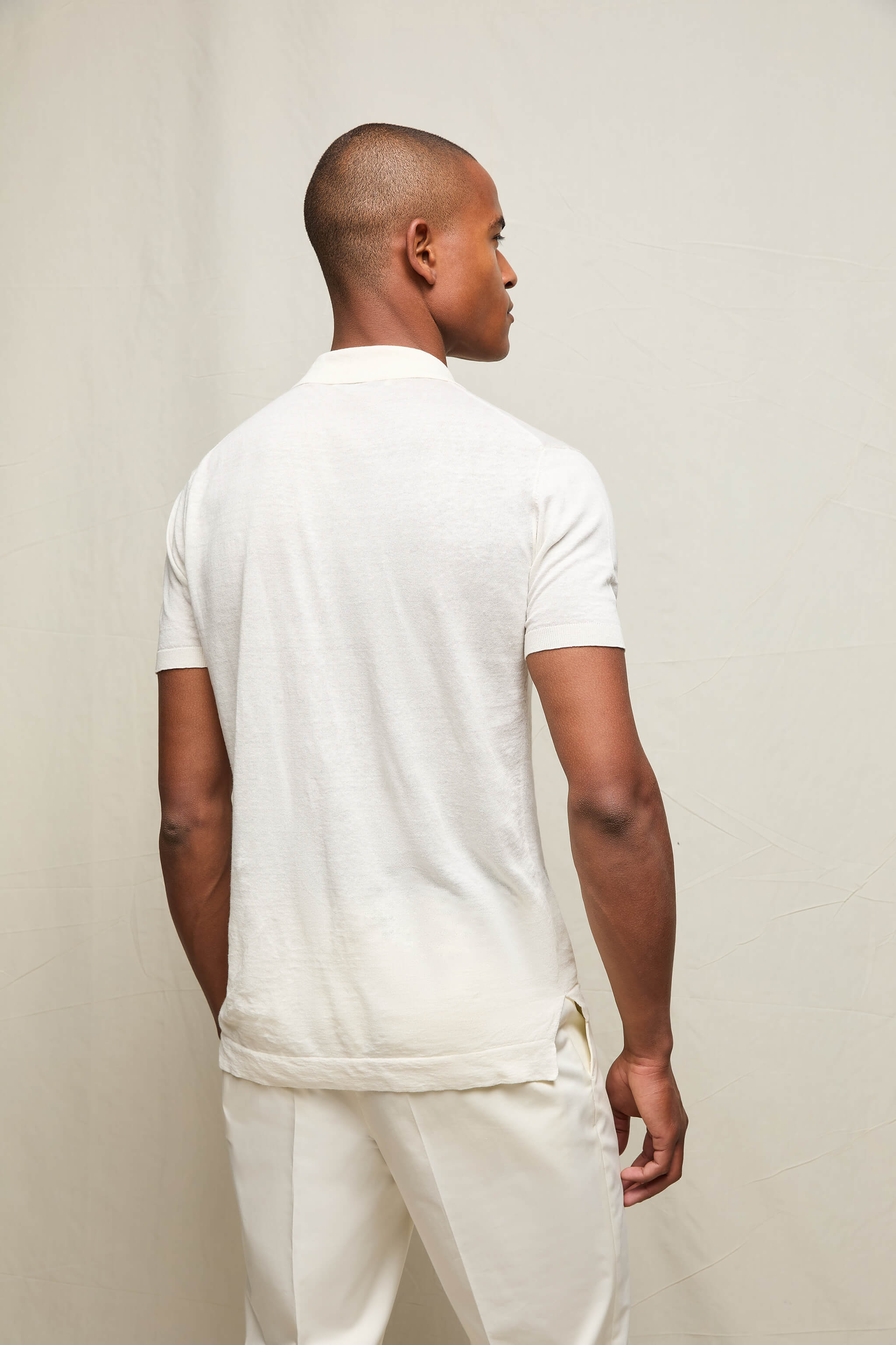 Camicia in maglia lino e cotone avorio - Image 3