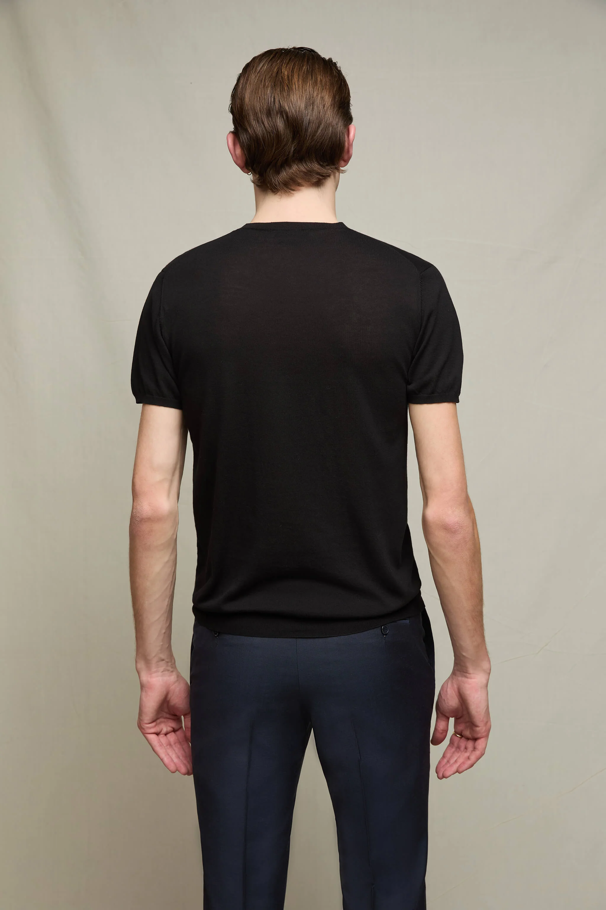 Maglia manica corta in cotone nera - Image 3