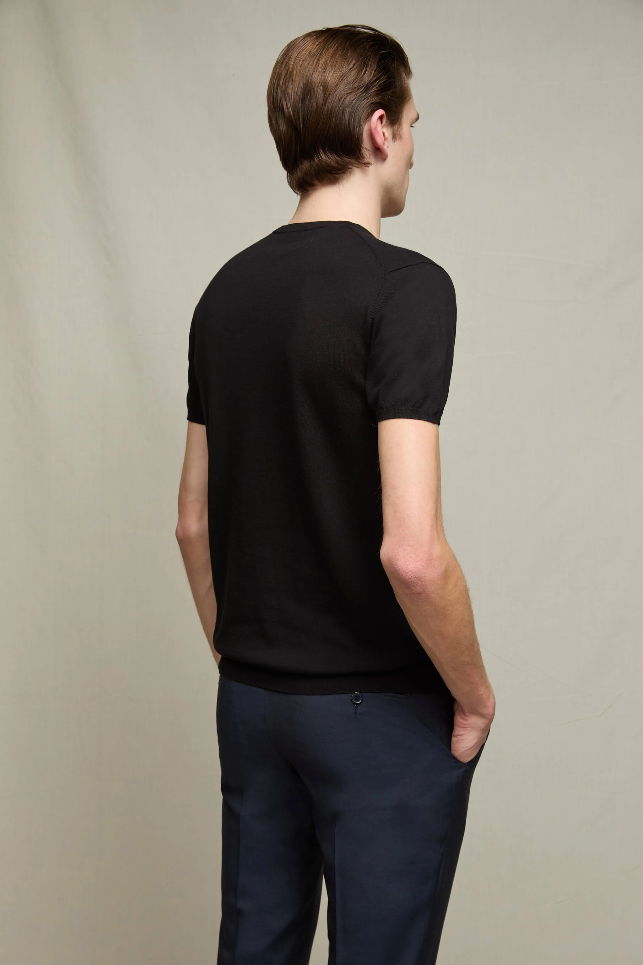 Maglia manica corta in cotone nera - Image 4