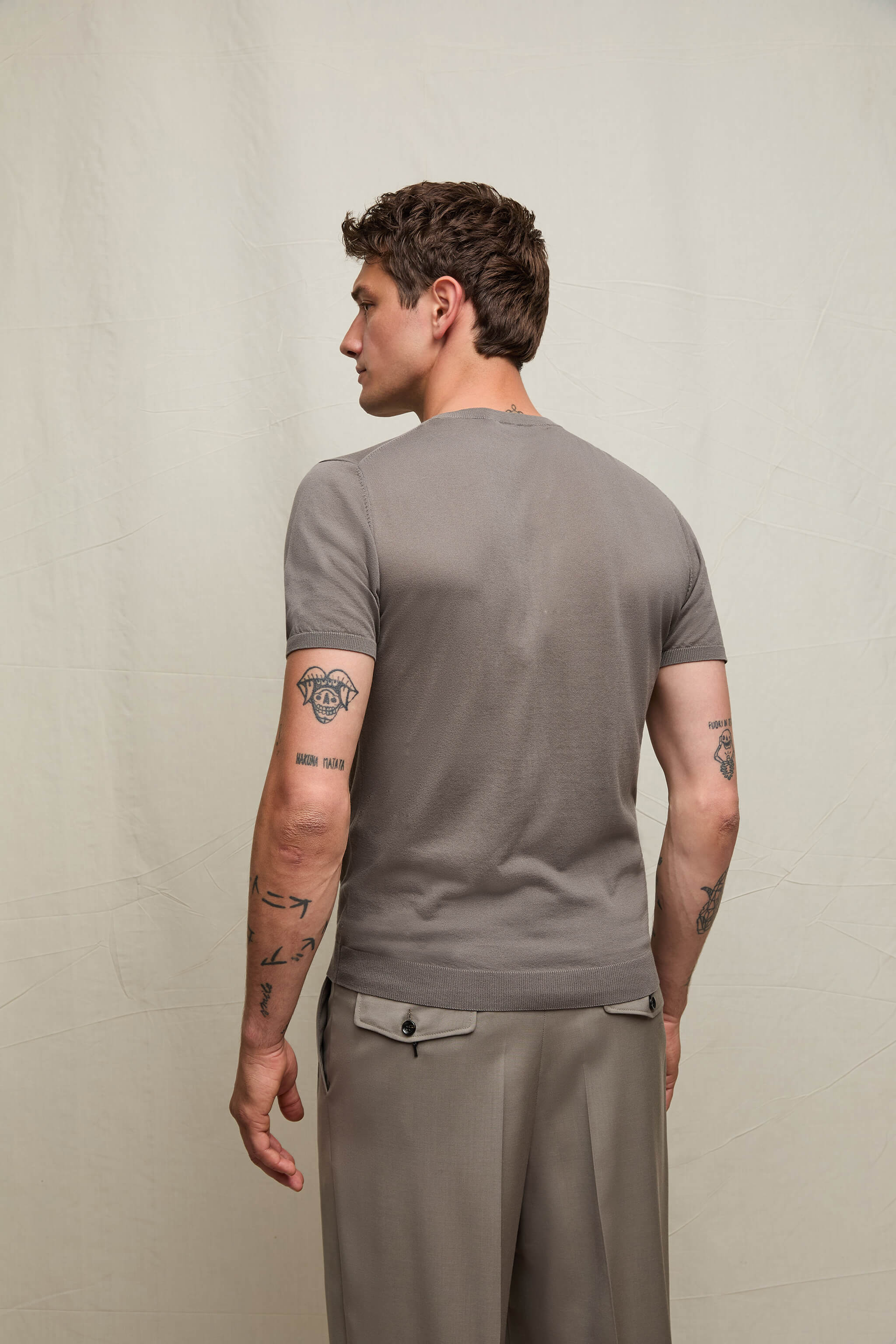 Maglia manica corta in cotone grigio medio - Image 2