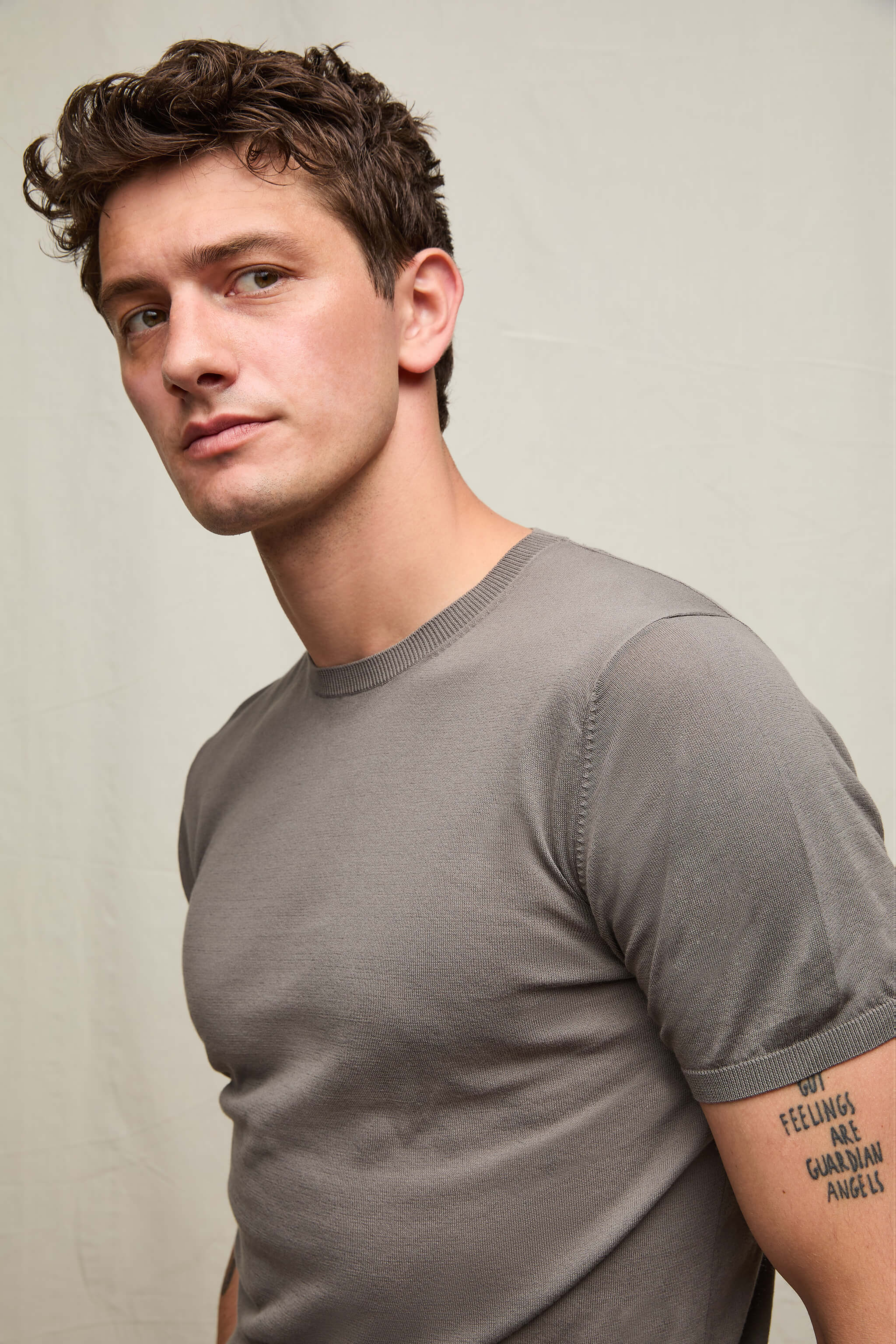 Maglia manica corta in cotone grigio medio - Image 3
