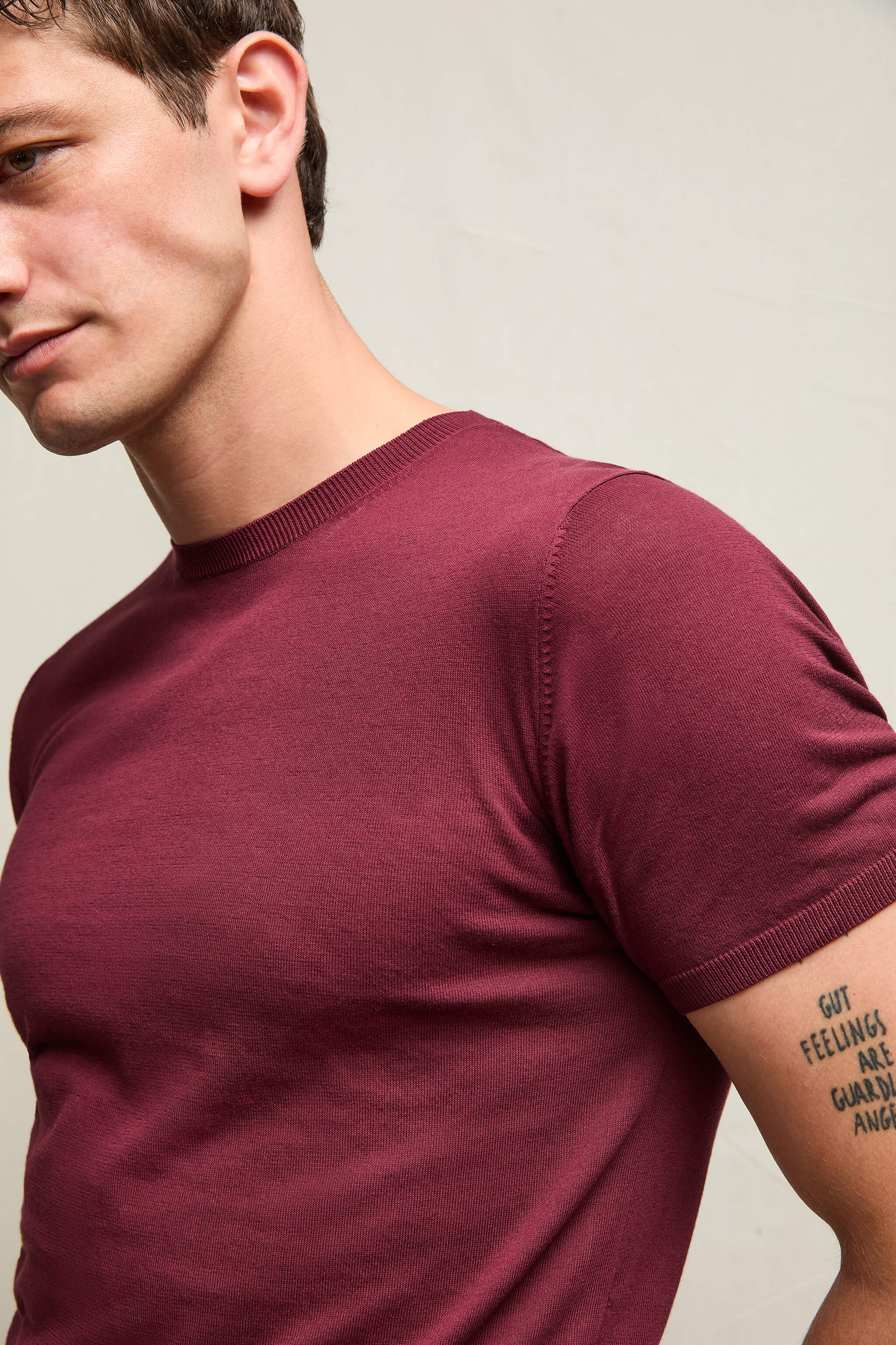 Maglia manica corta in cotone bordeaux - Image 4