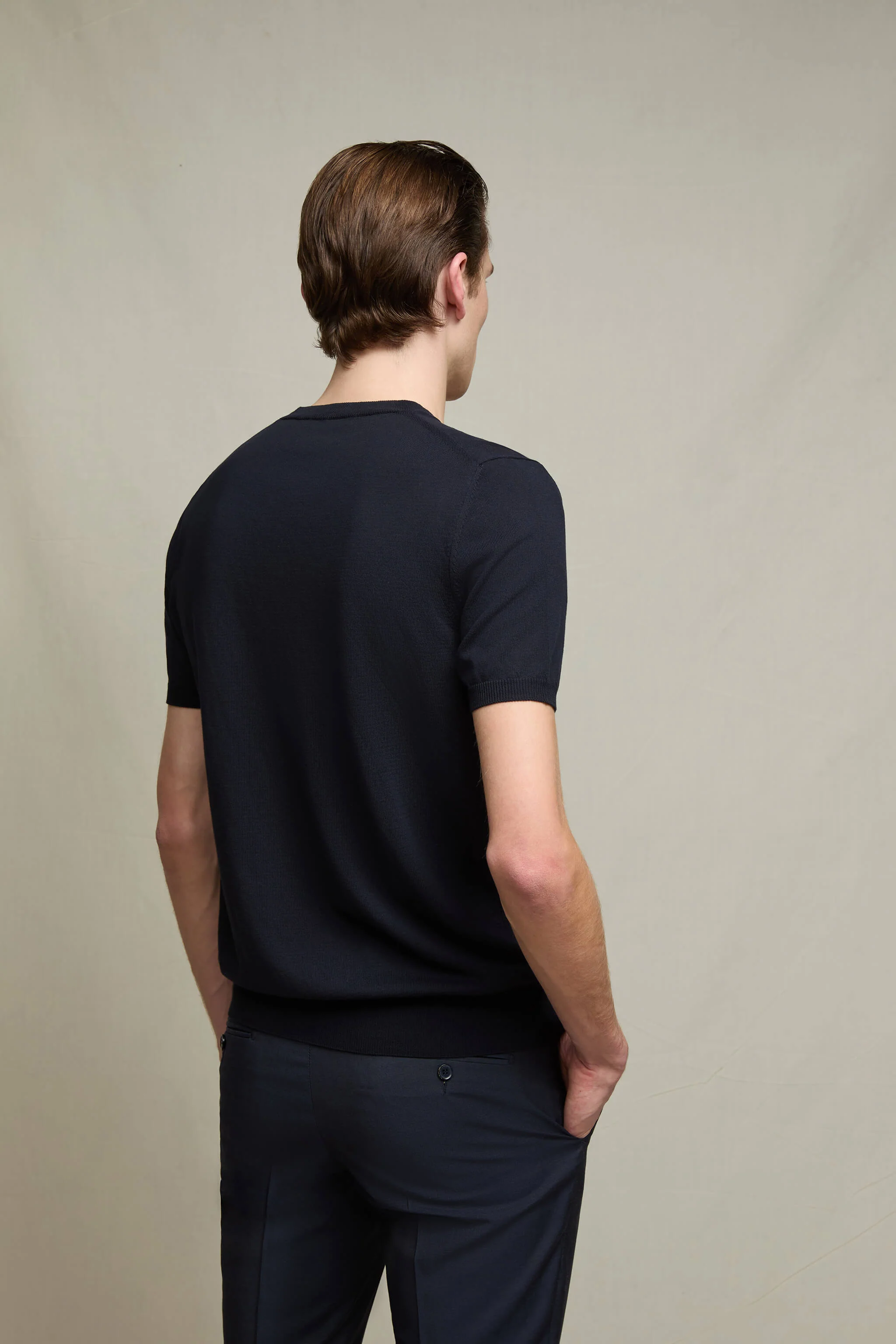 Maglia manica corta in cotone blu profondo - Image 3