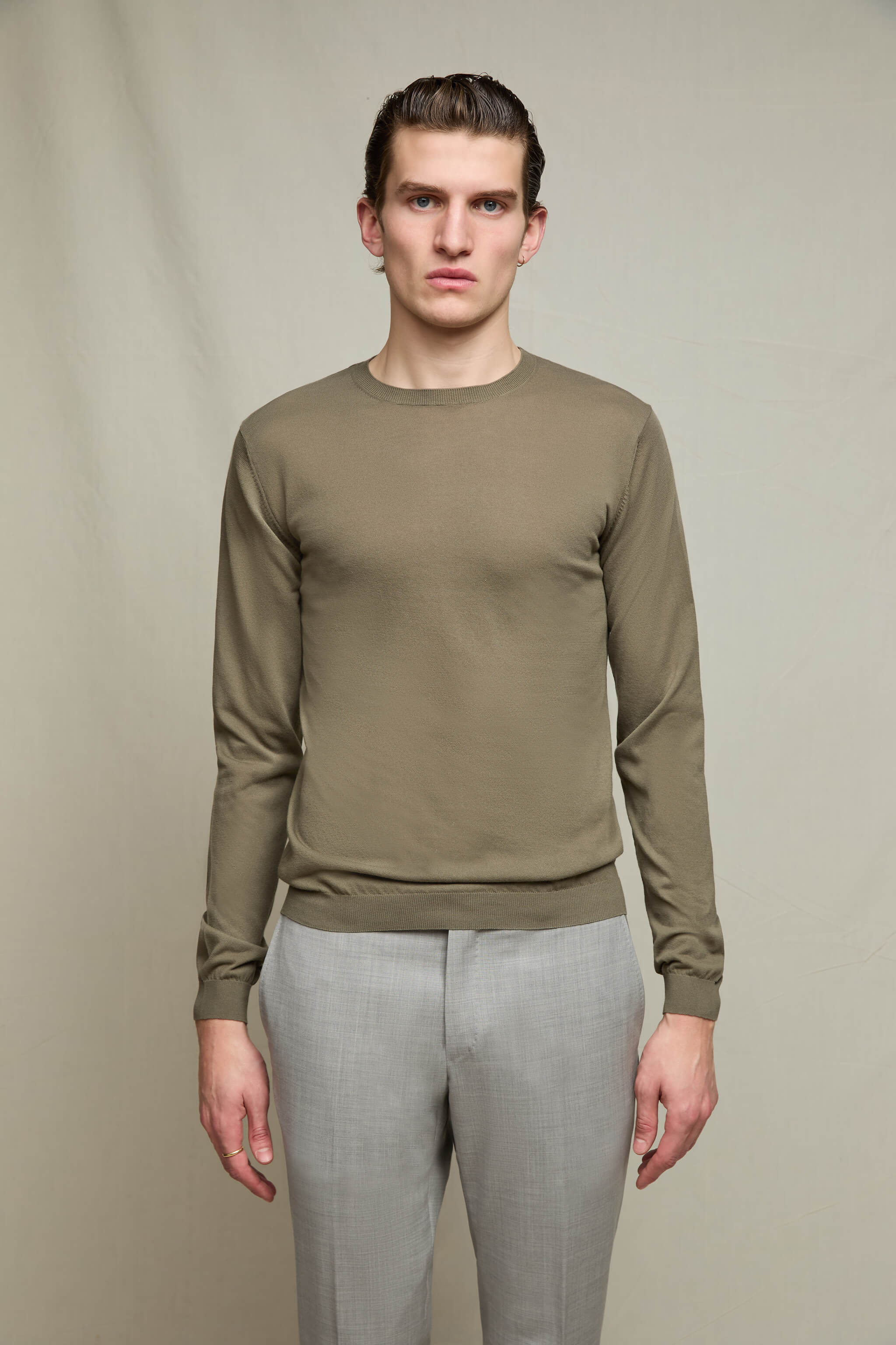 Maglia manica lunga verde taupe