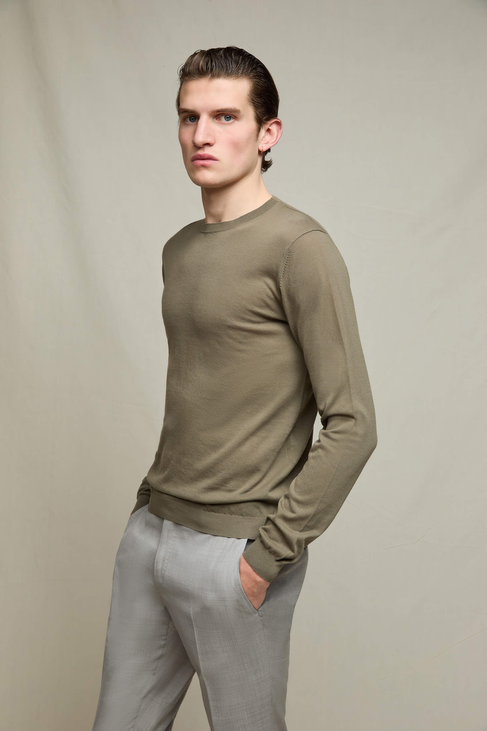 Maglia manica lunga verde taupe - Image 3