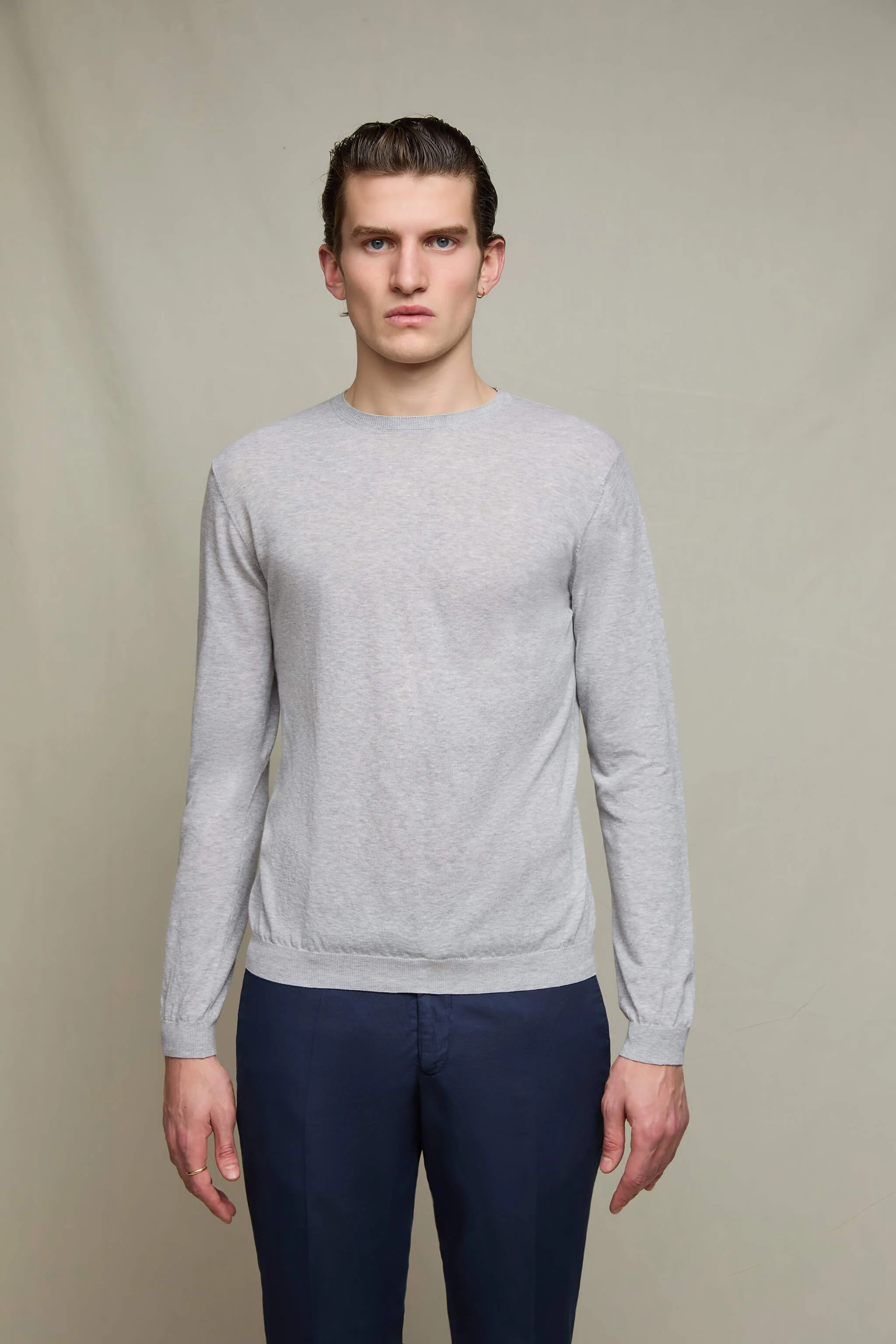 Maglia manica lunga grigio chiaro melange - Image 2