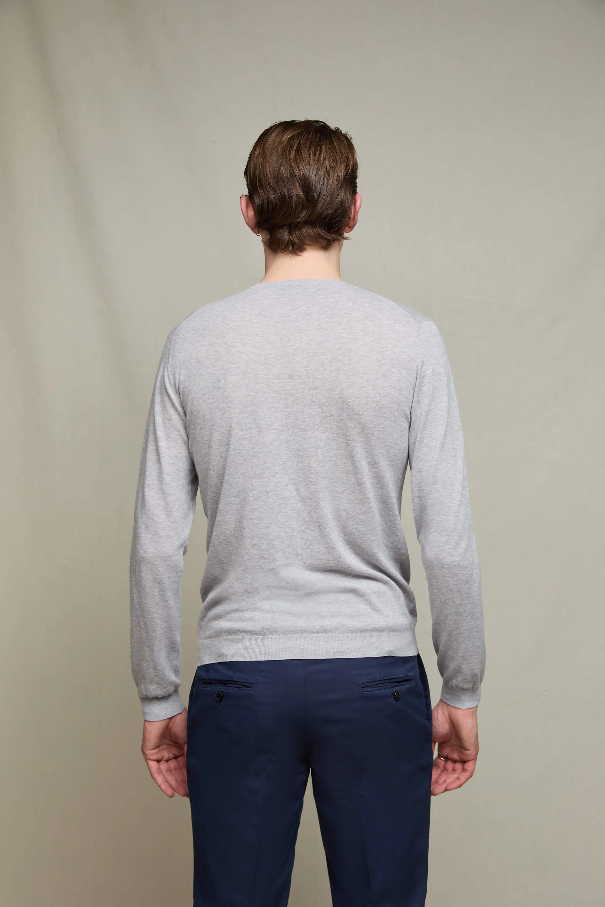 Maglia manica lunga grigio chiaro melange - Image 3