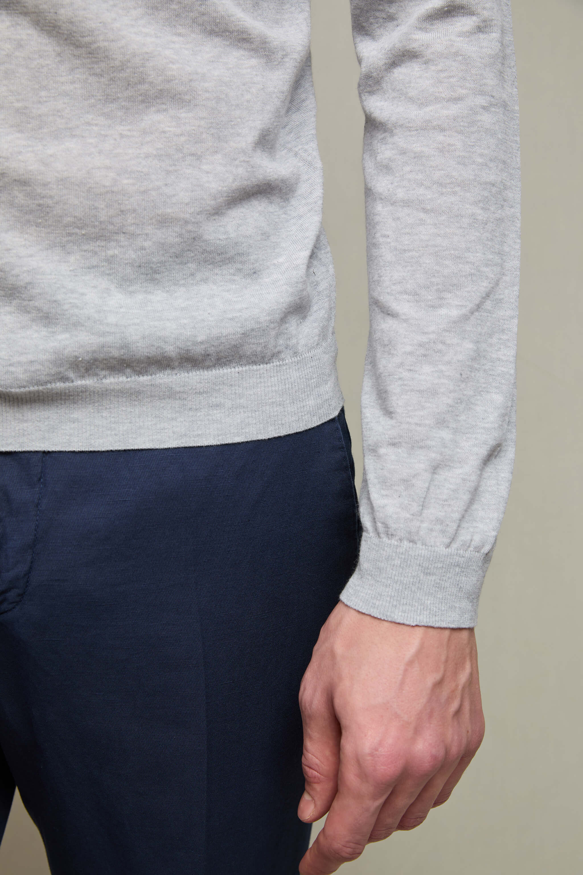 Maglia manica lunga grigio chiaro melange - Image 5