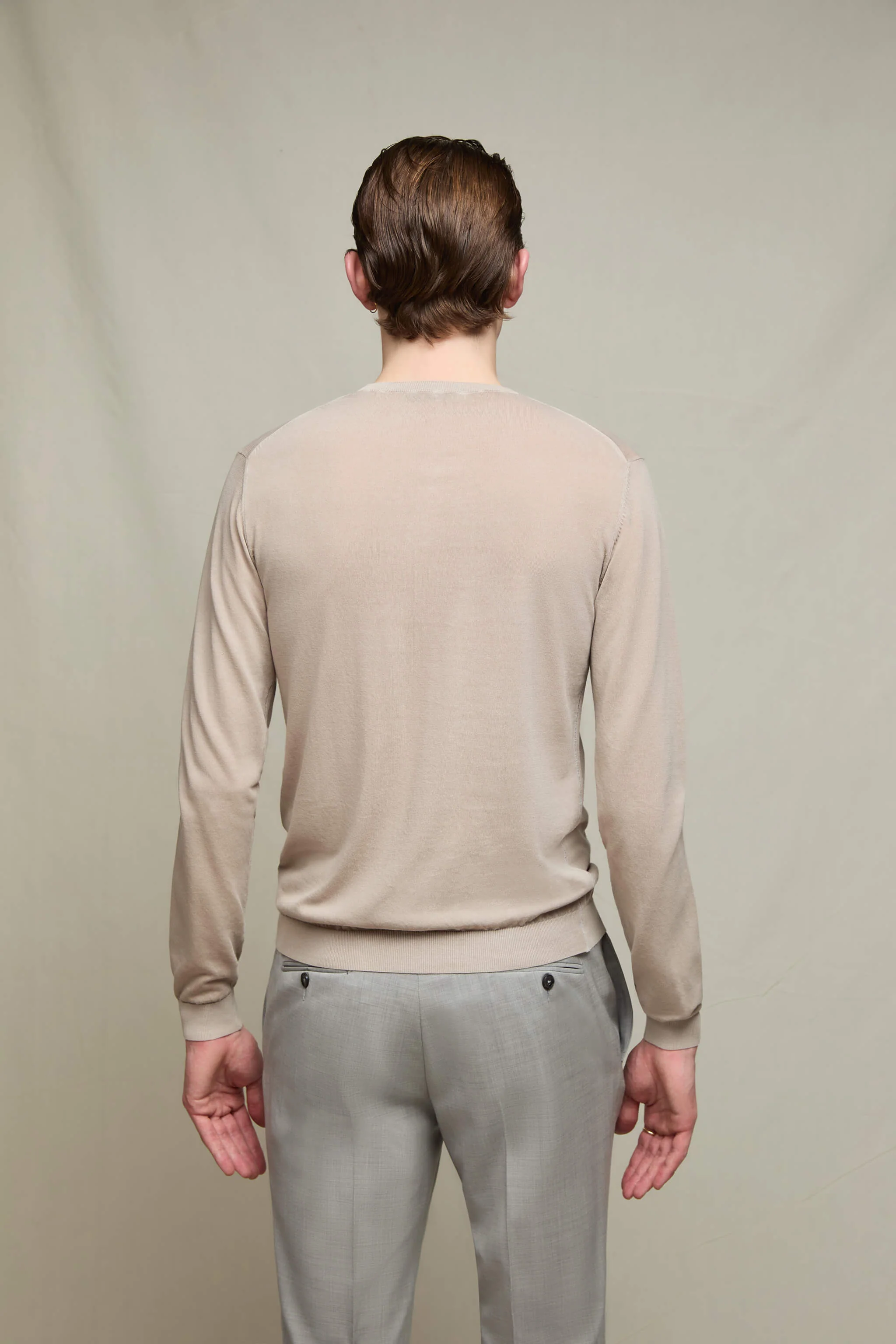 Maglia manica lunga in cotone sabbia - Image 3