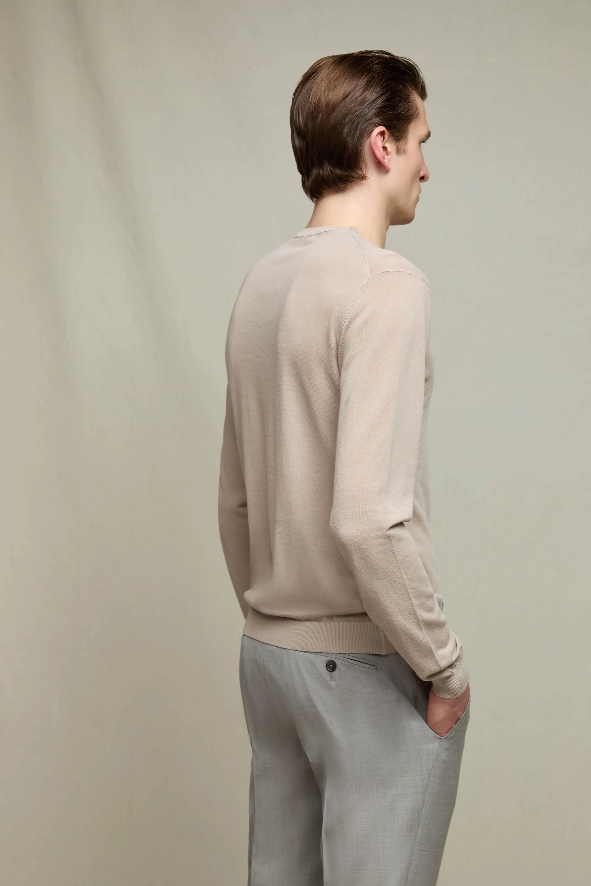 Maglia manica lunga in cotone sabbia - Image 4