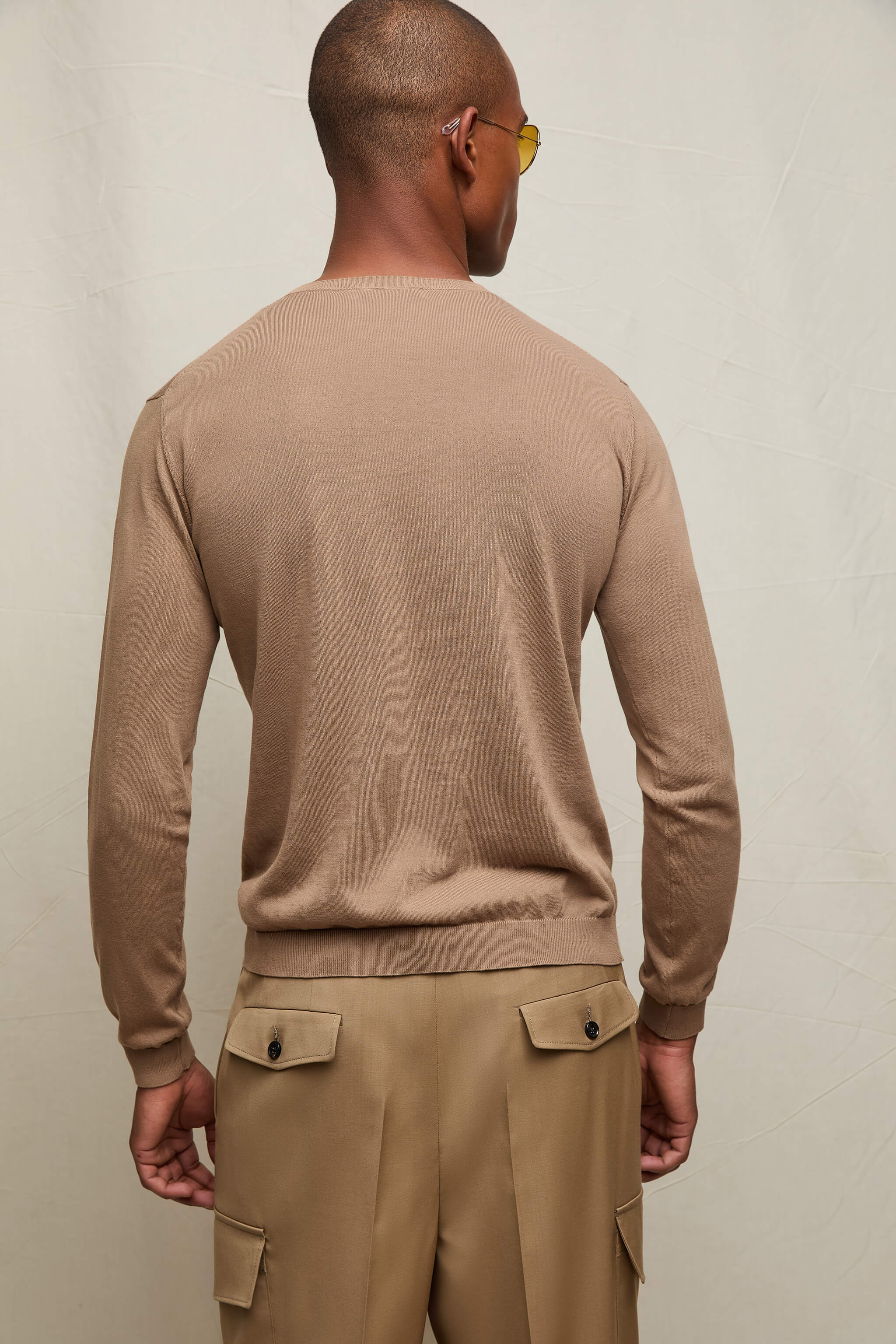 Maglia manica lunga in cotone cammello - Image 2