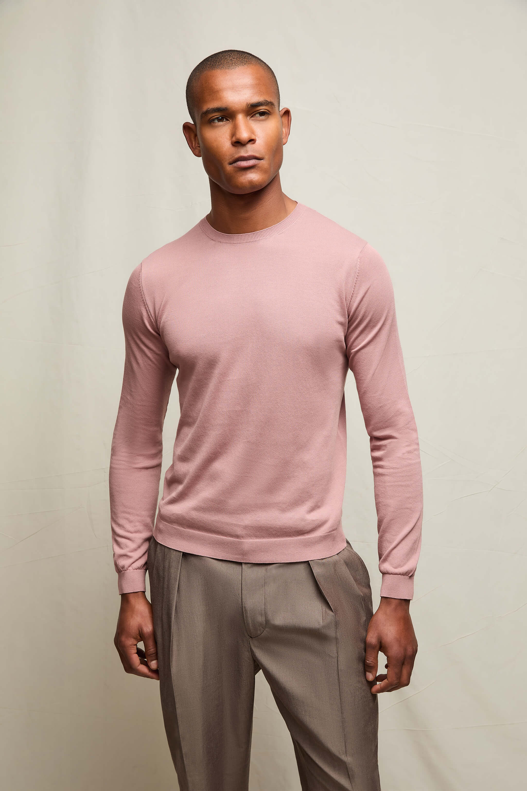 Maglia manica lunga in cotone rosa