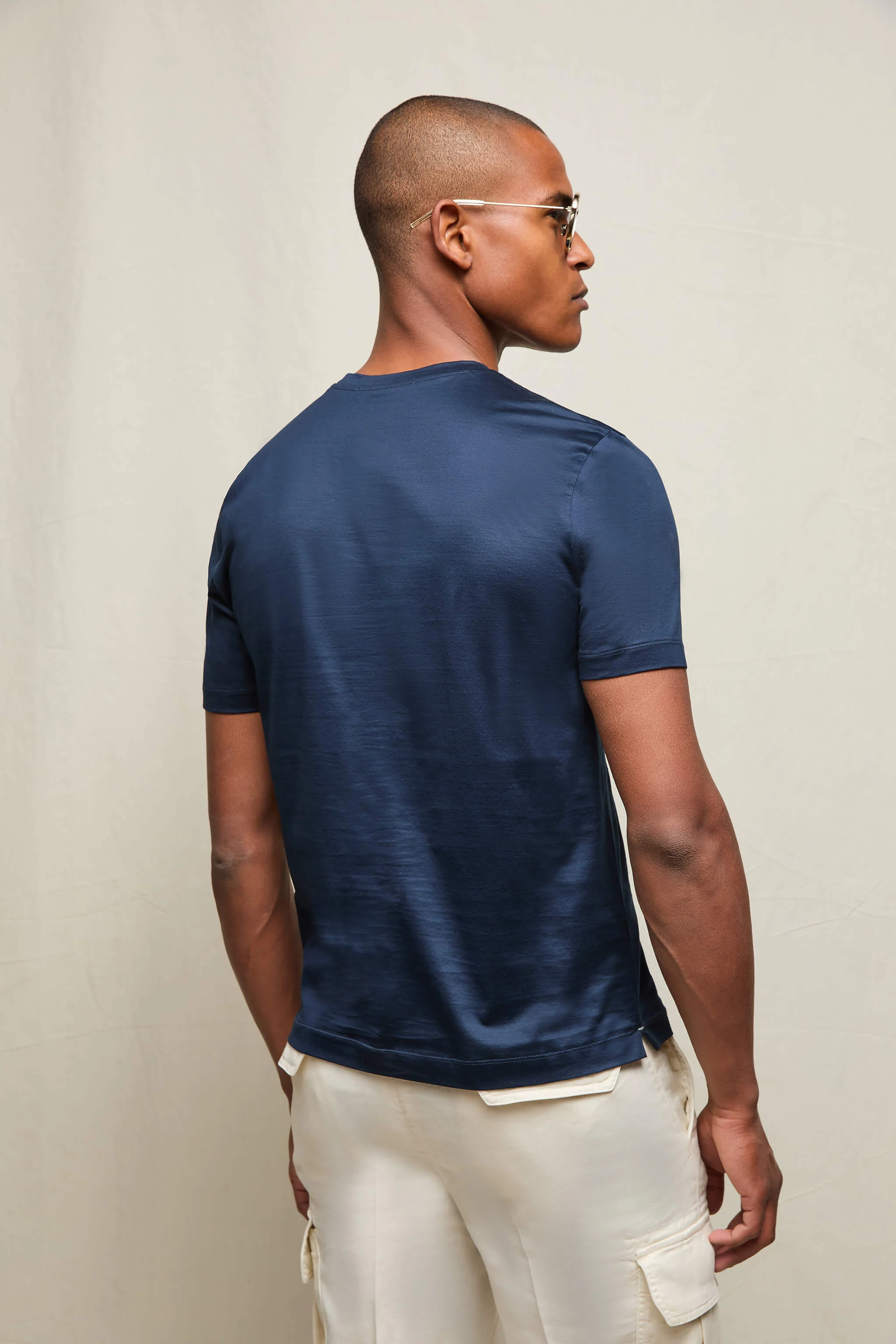 T-shirt in cotone blu profondo - Image 3