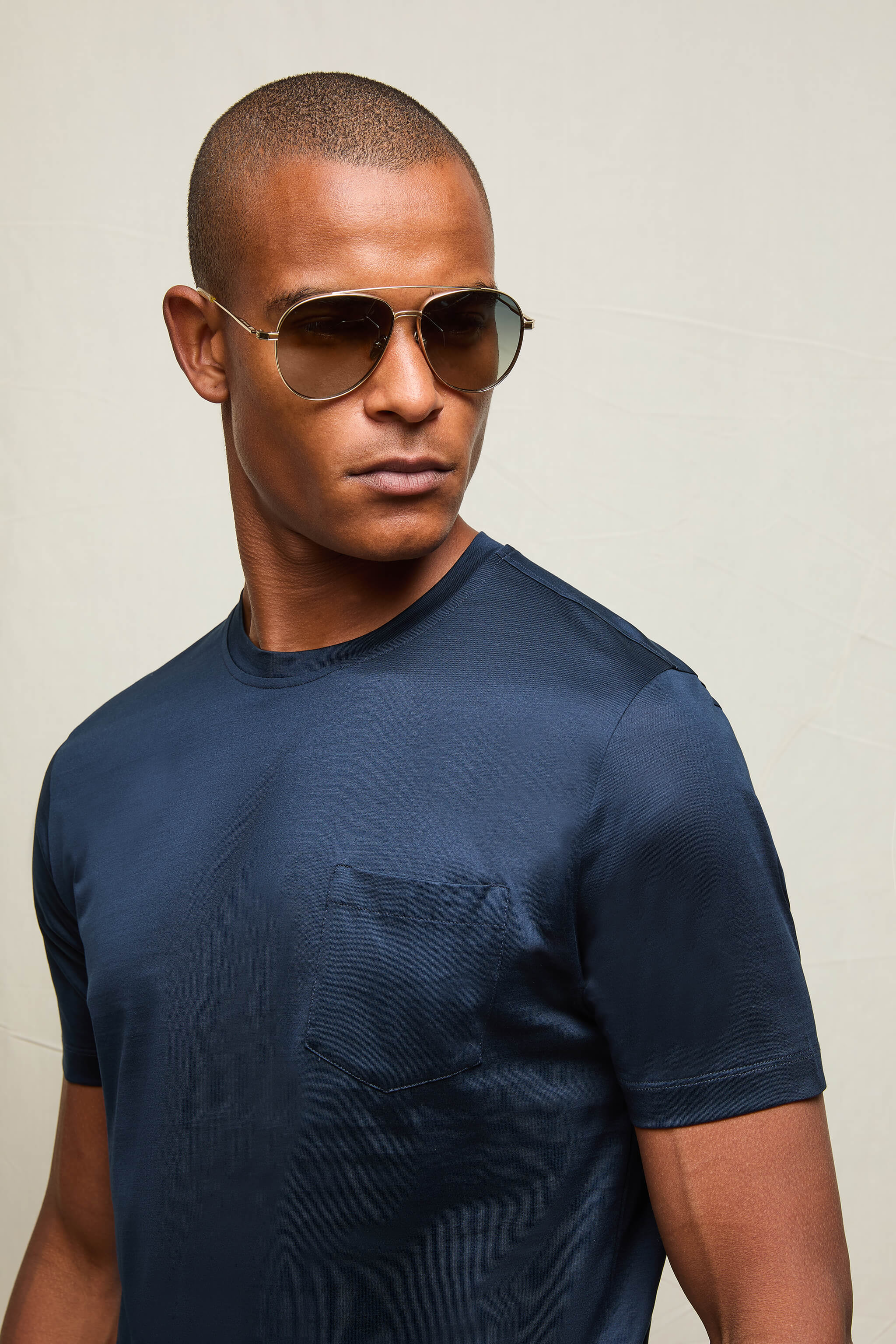 T-shirt in cotone blu profondo - Image 4