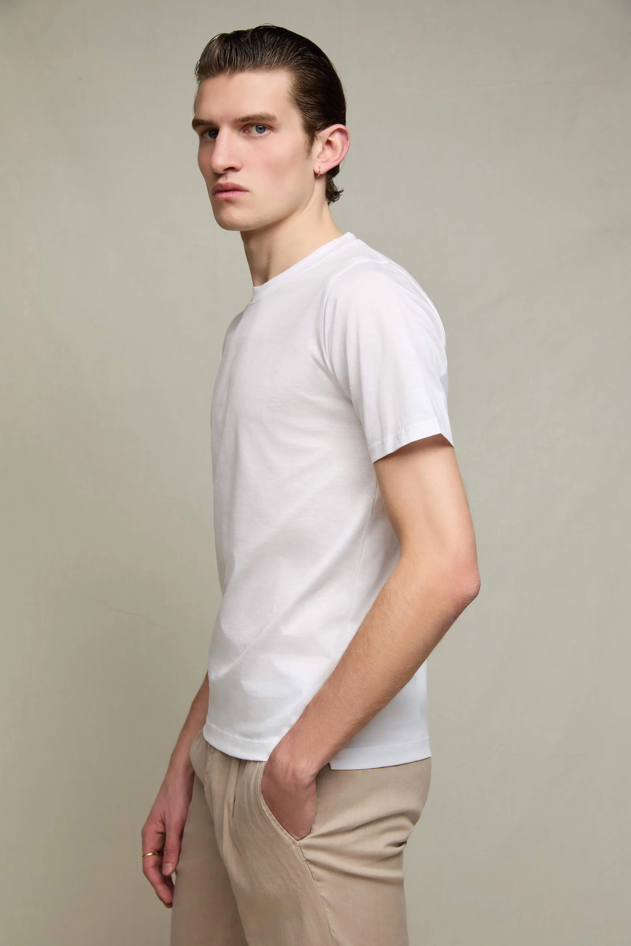 T-shirt in cotone extra fine bianco ghiaccio - Image 2
