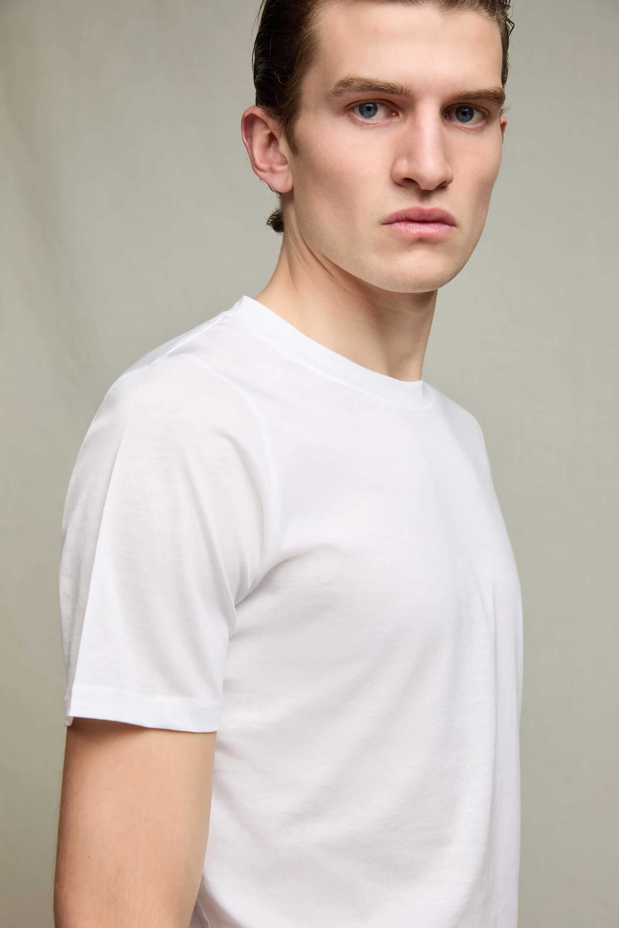 T-shirt in cotone extra fine bianco ghiaccio - Image 5