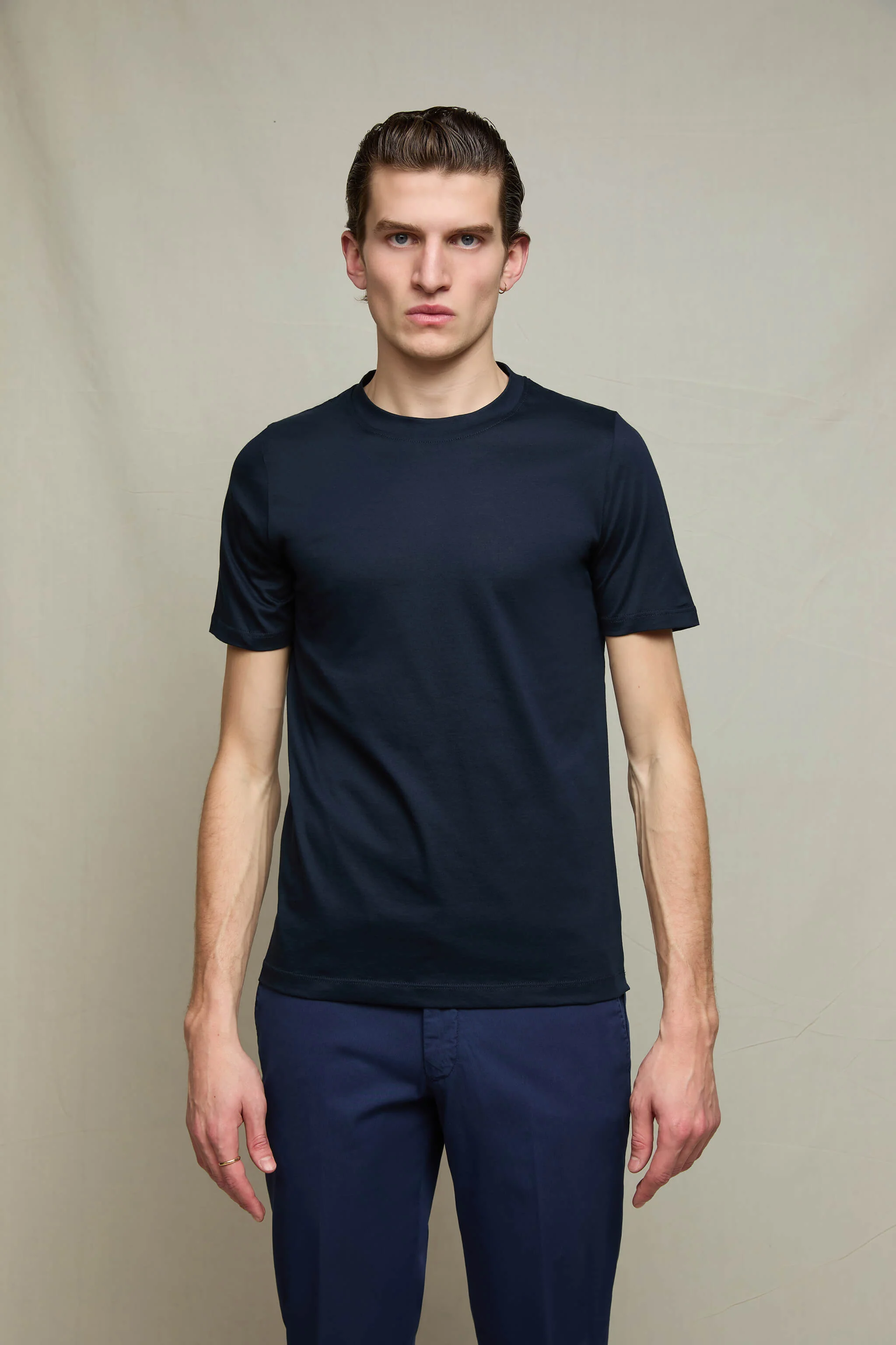 T-shirt in cotone blu profondo