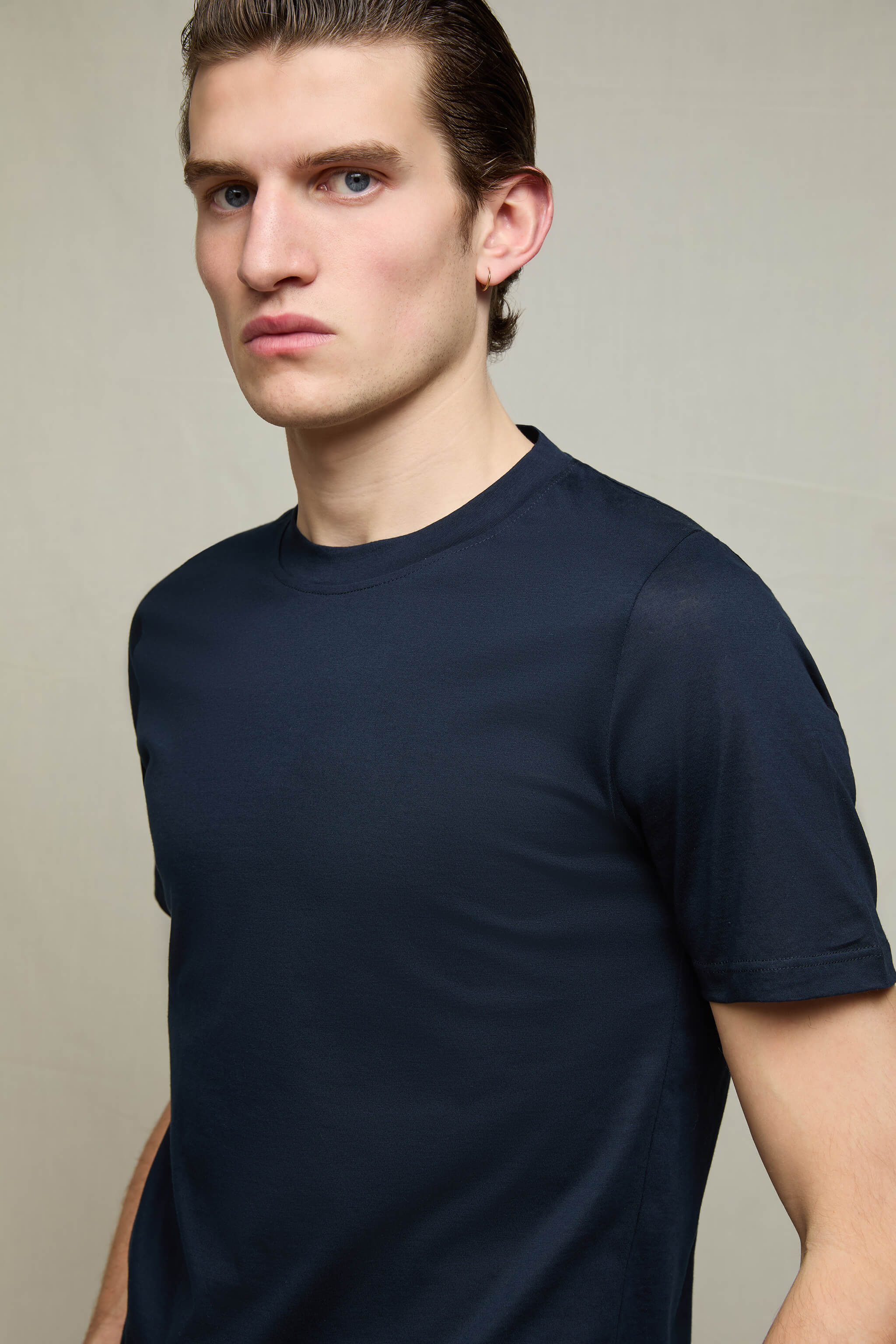 T-shirt in cotone blu profondo - Image 3