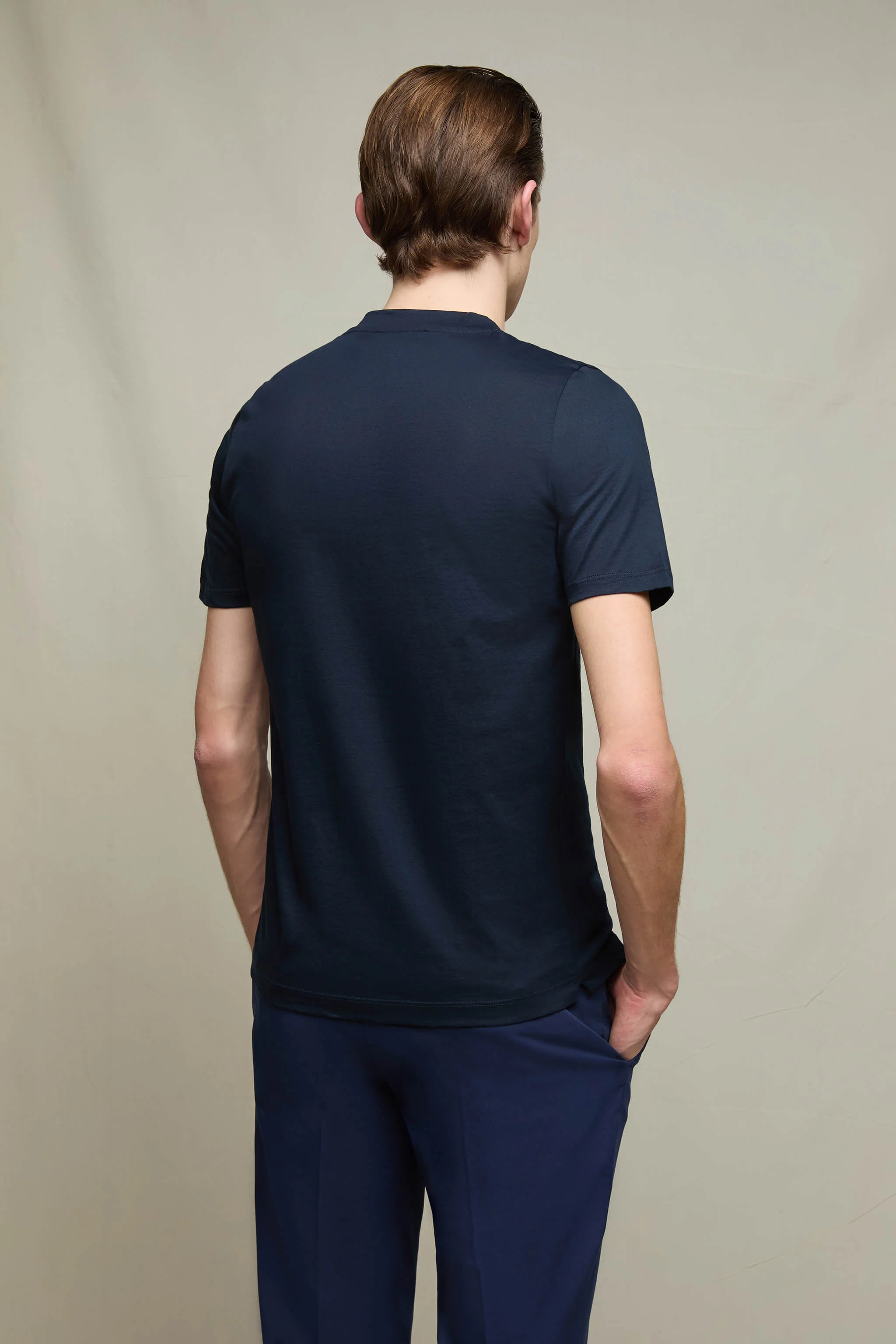 T-shirt in cotone blu profondo - Image 4